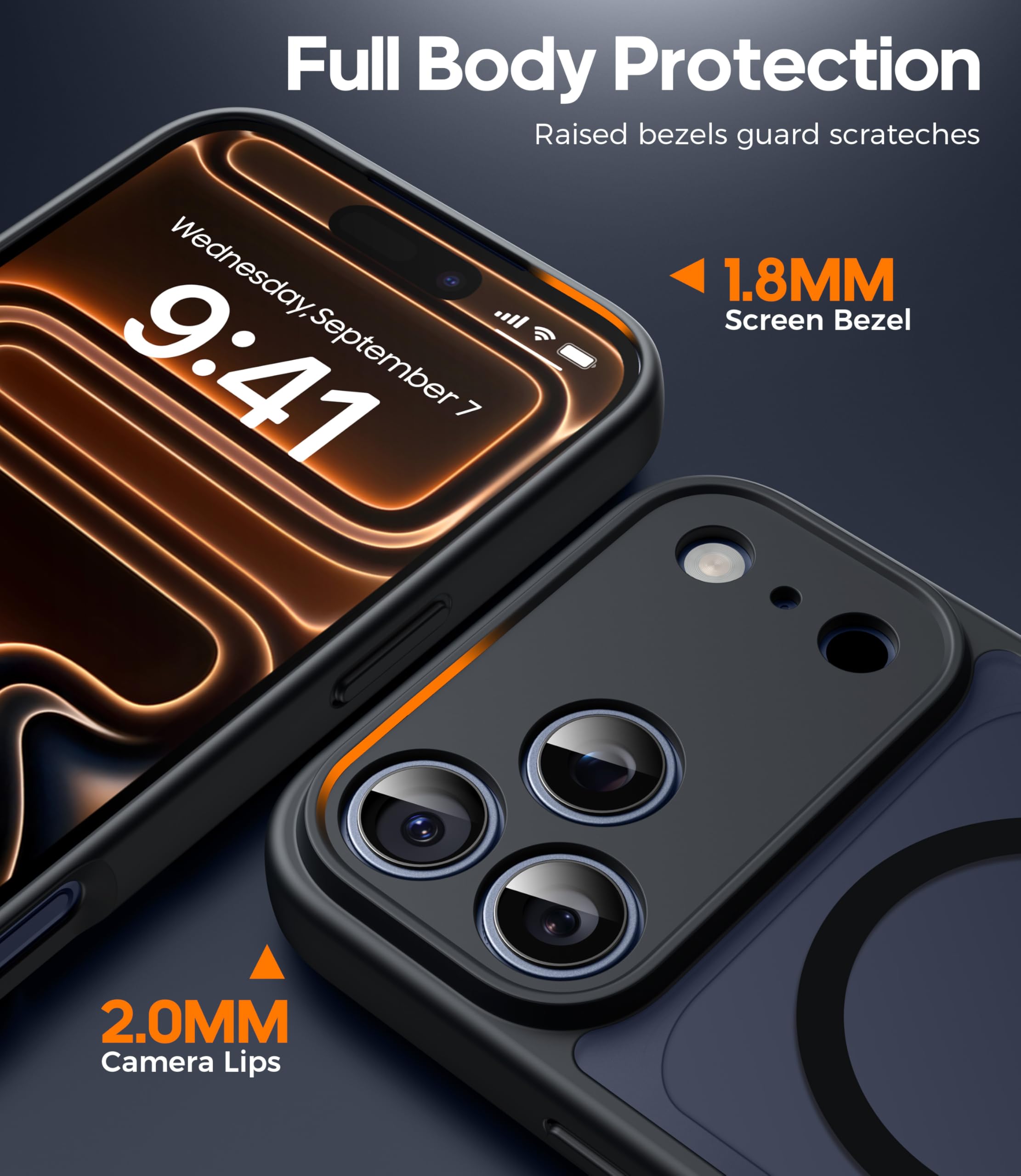 FLLAO Magnetica Cover per iPhone 17 Pro Max e 2 Pellicole in Vetro Temperato, Custodia iPhone 17 Pro Max Compatibile con Magsafe, Traslucida Opaca Sottile Antiurto Protettiva Case, Nero