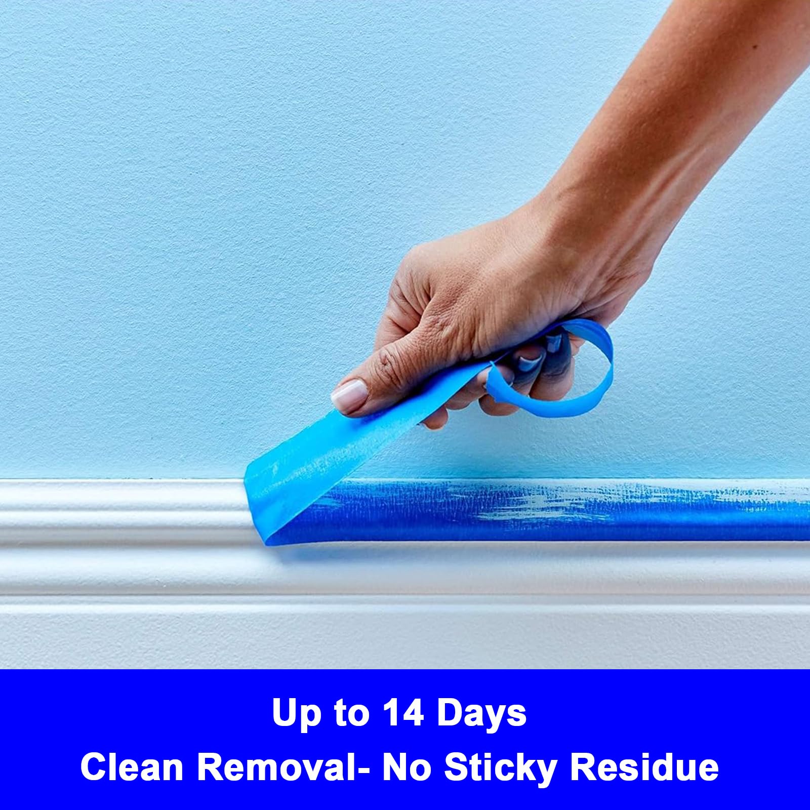 Cinta adhesiva de pintores azules, para pintar con varias superficies, fácil de quitar y sin residuos, 0.94 pulgadas x 55 yardas, paquete de 6