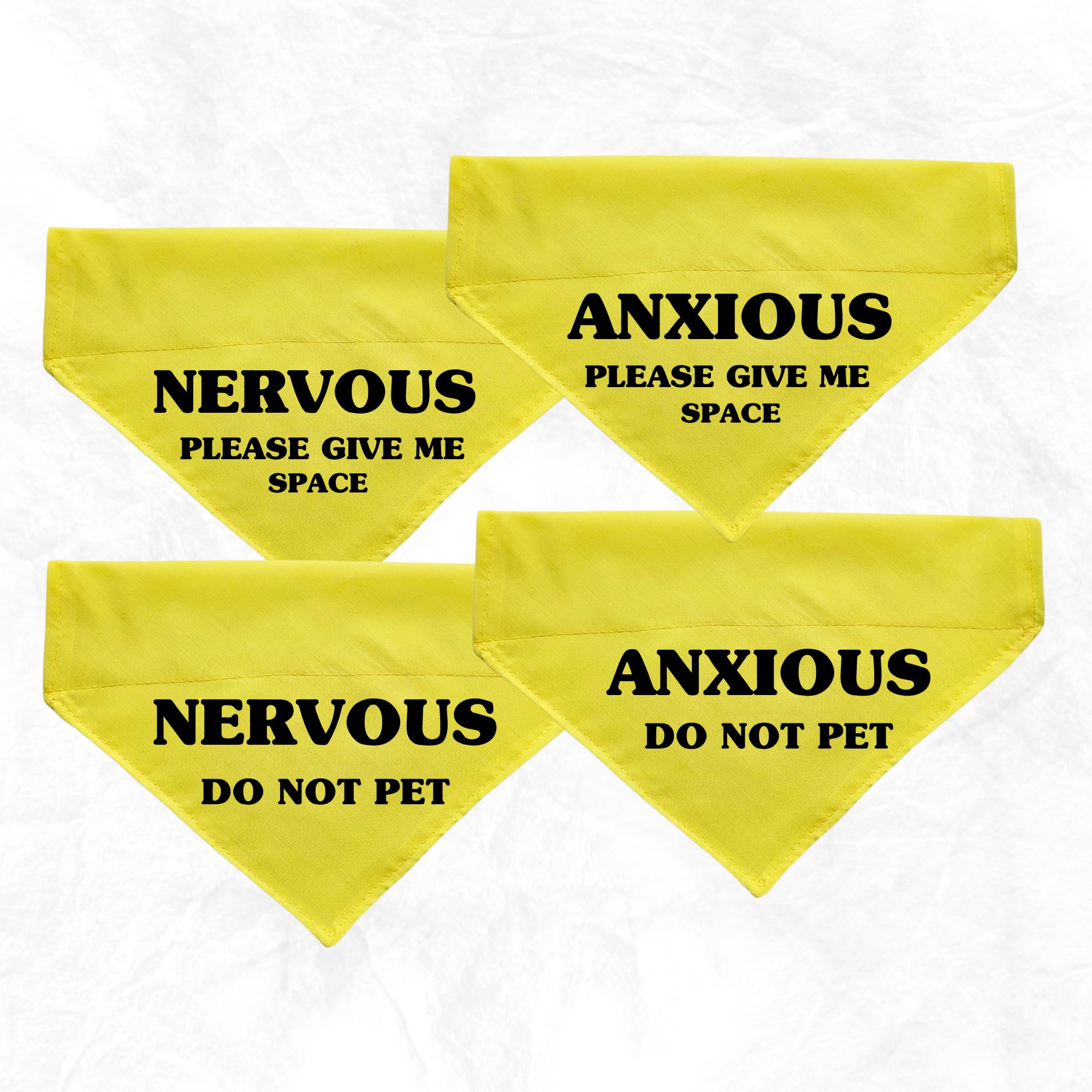 Over the Collar Yellow Bandana for Nervous/Anxious Dogs Do Not Pet (Nervous Please give me space, Large)