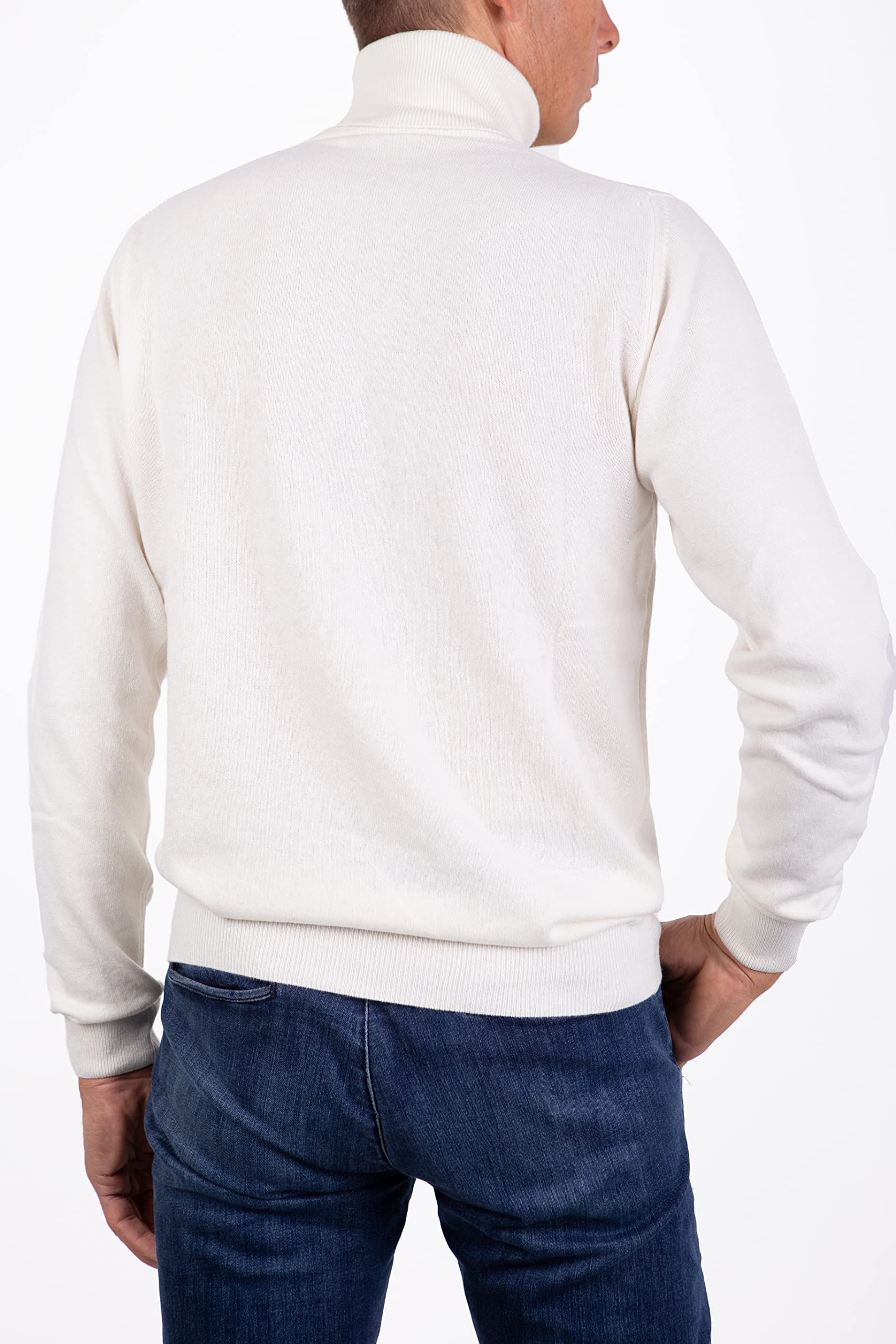 Marenza Dolcevita Uomo Misto Cashmere Maglione Manica Lunga Made in Italy