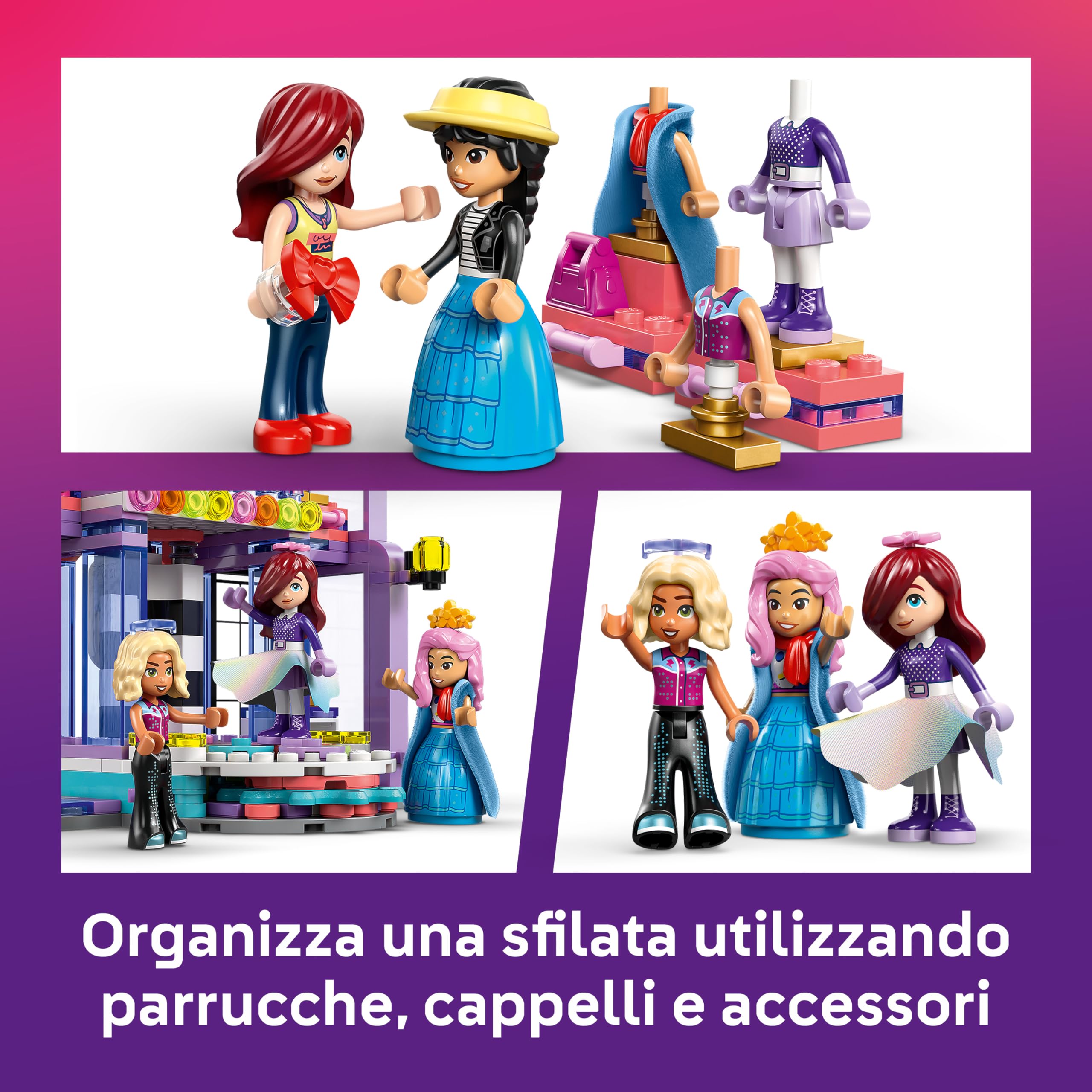 LEGO Friends Fashion Show di Heartlake City - Giocattolo per Travestimenti con 3 Mini Bamboline, Passerella, Abiti Personalizzabili con Accessori - Regalo Creativo per Bambine da 7 Anni in su - 42685
