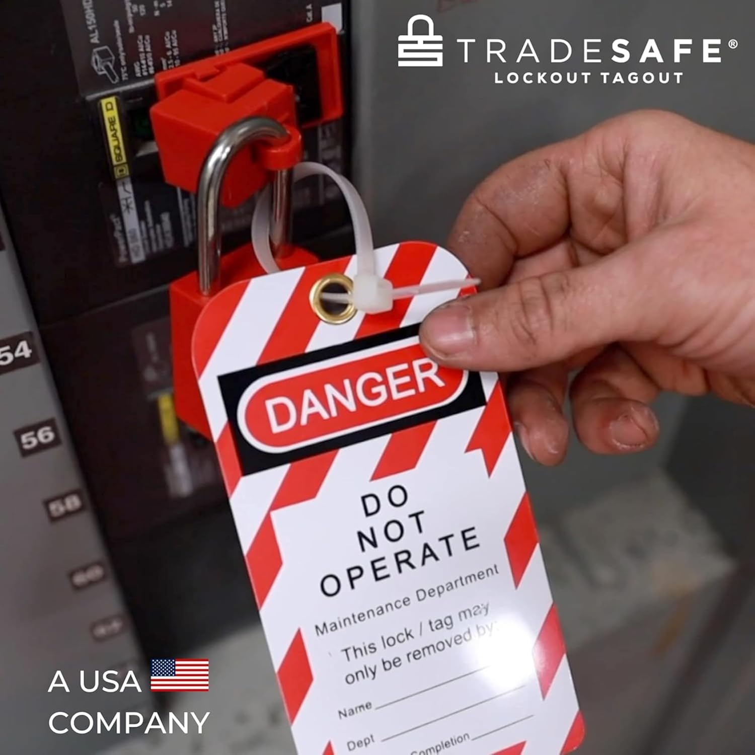 TRADESAFE Lockout Tagout Group Lock Box & Lockout Tags Bundle - 18-Gauge Steel Lockout Box, OSHA Compliant Red Lock Box, 30 "Danger Do Not Operate" Lock Out Tags with 30 Zip Ties