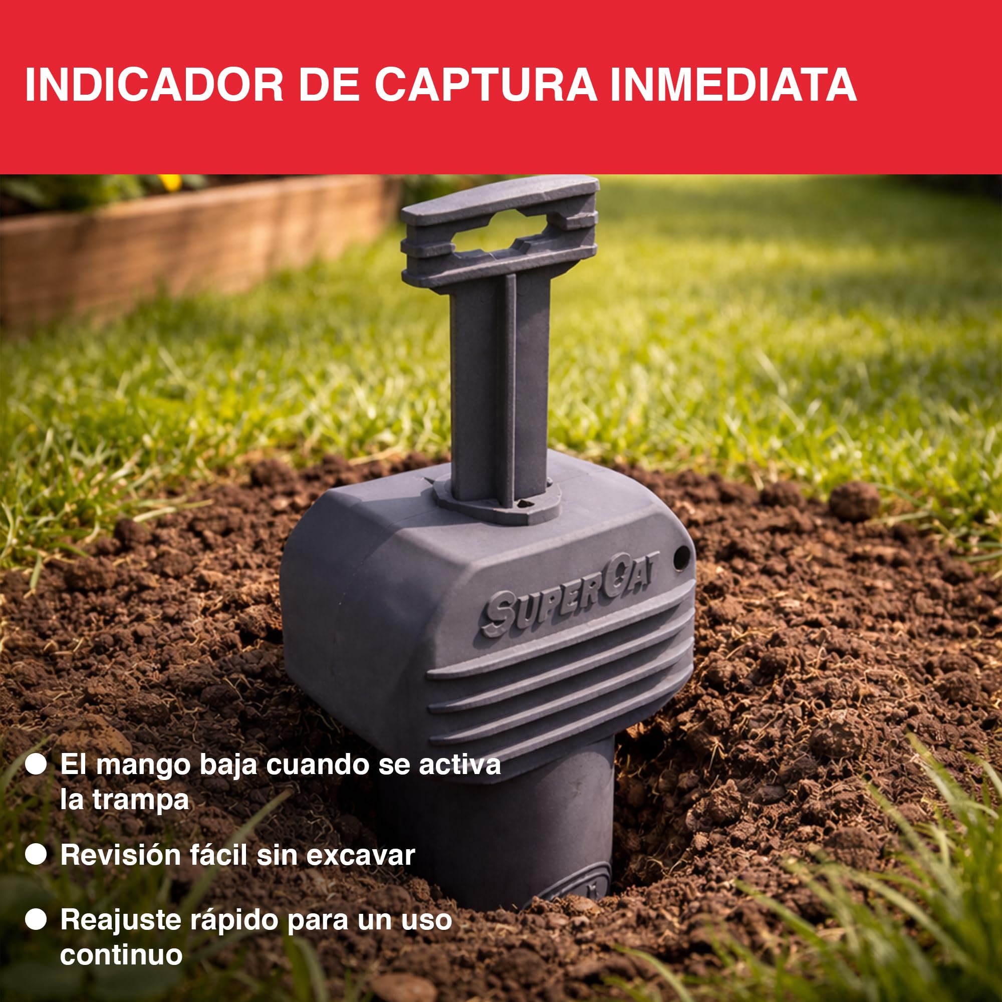 SWISSINNO Trampa para Topillos con Sonda SuperCat Incluida – Trampa Mecánica para Roedores Subterráneos, Control de Jardín, Reutilizable, Instalación en Túnel Vertical – 2 Trampa + 1 Sonda