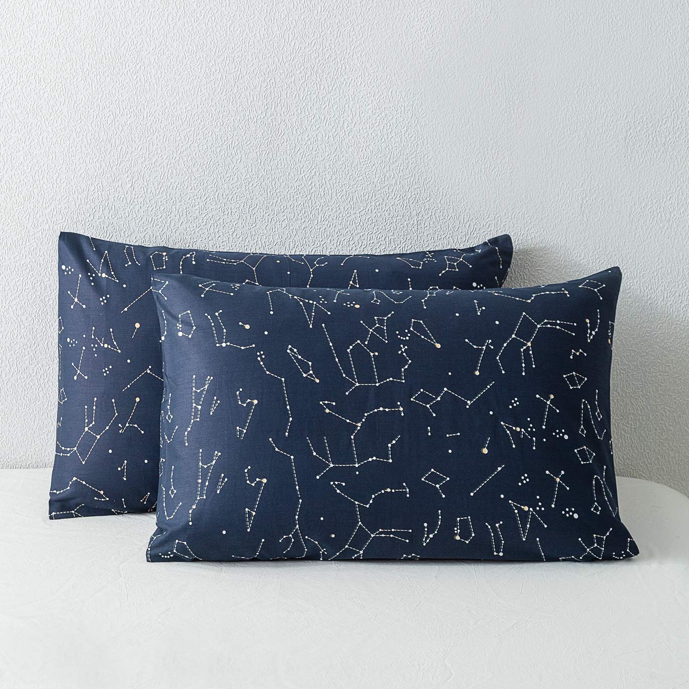 SUSYBAO - Juego de 2 fundas de almohada, 100% algodón, diseño estampado, cierre de sobre, calidad de hotel, suave, decoración del hogar, cómodo, fácil cuidado, lavable a máquina
