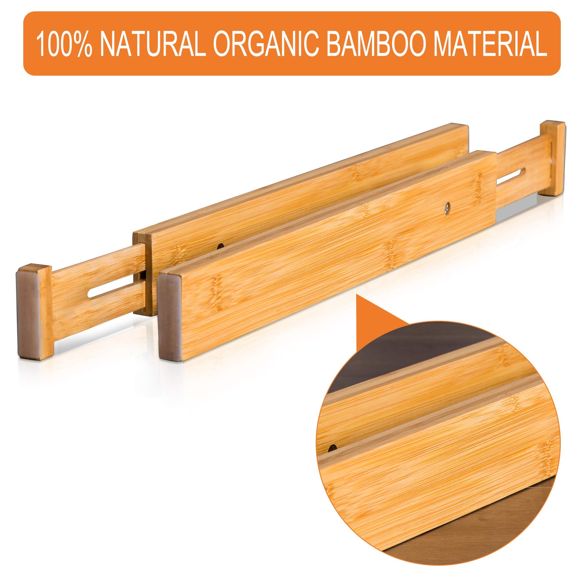 Buy 6 Pack Bamboo Drawer Dividers, Spring Loaded Adjustable Drawer