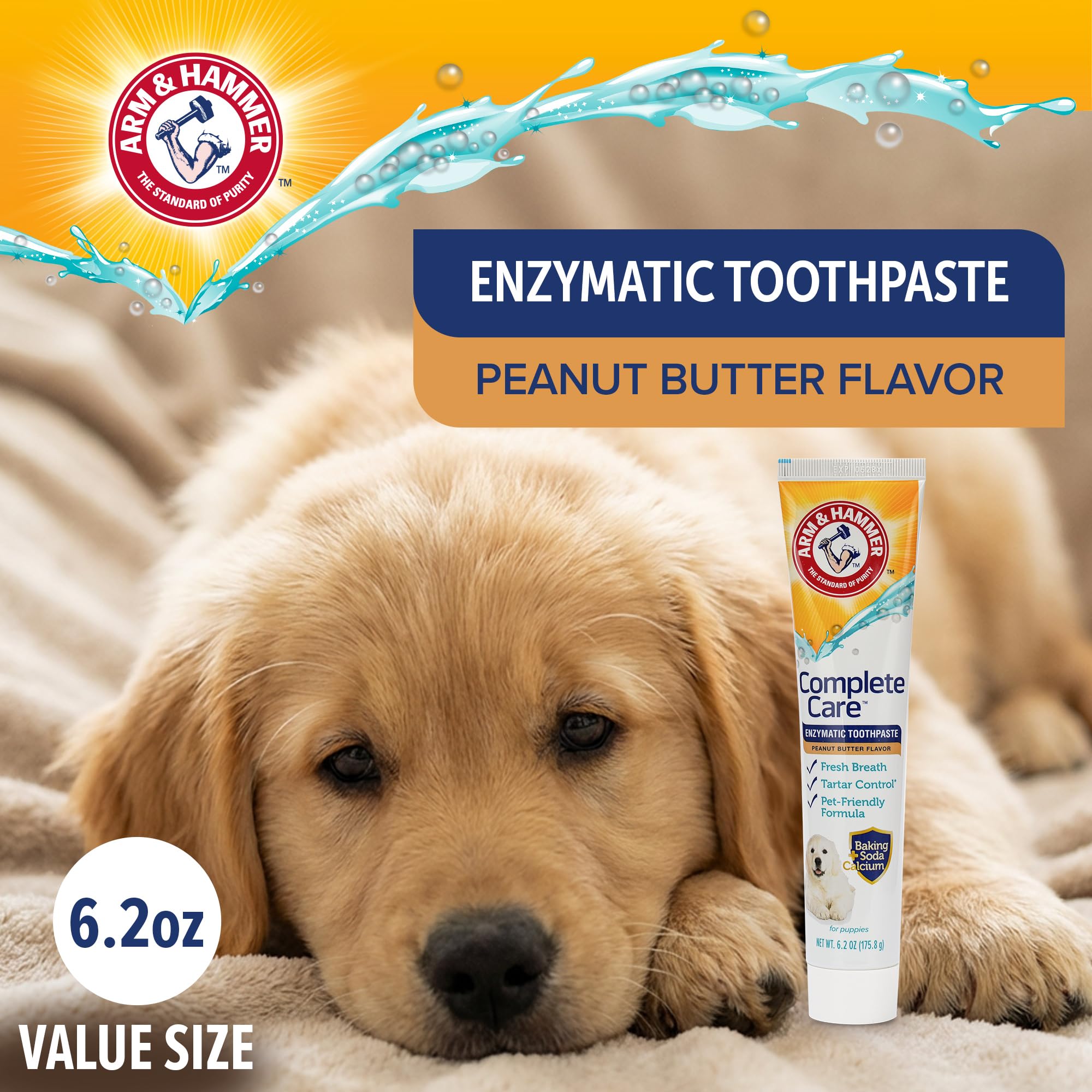 Arm & Hammer Complete Care Enzymatic Puppy Toothpaste, Peanut Butter Flavor, Enzymatic Dog Toothpaste for Puppies, Baking Soda + Calcium Formula, 6.2oz - image 3