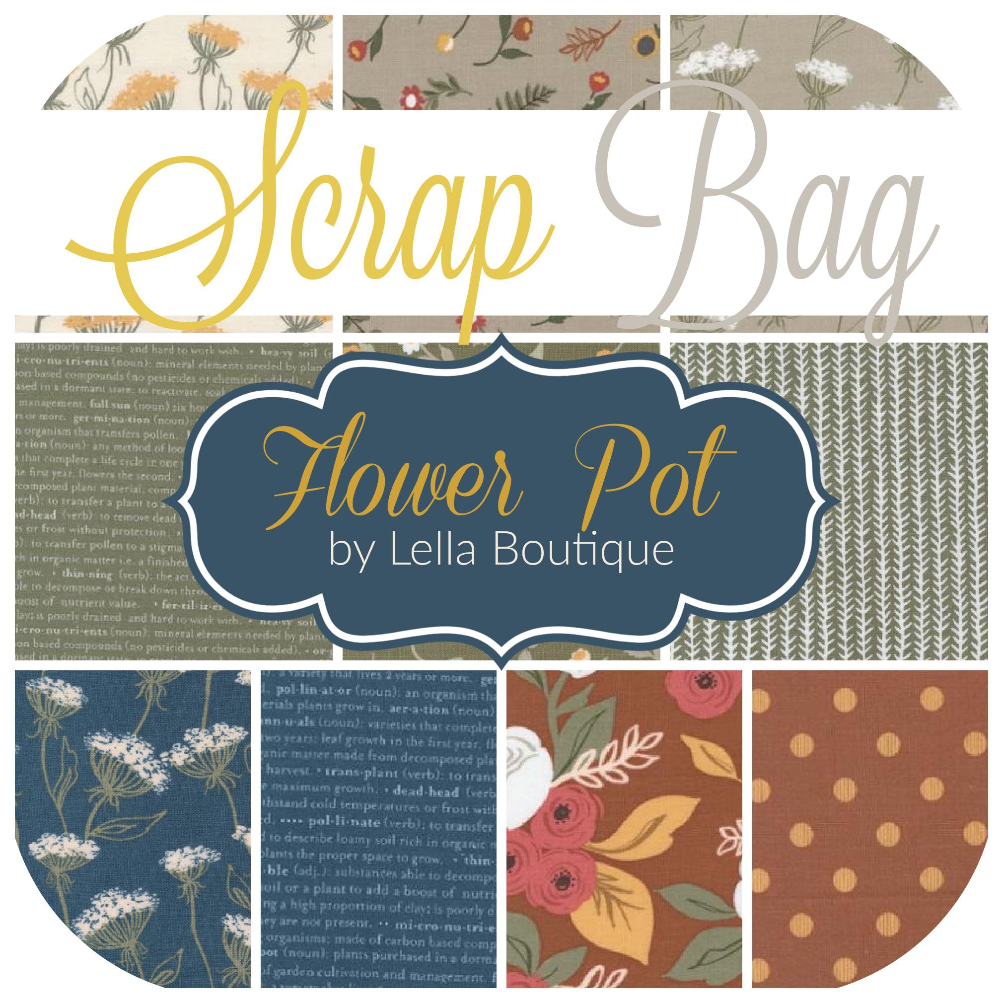 Southern Fabric Lella Boutique Blumentopf-Scrap-Tasche (ca. 2 Yard) von Moda 2 Yards DIY Quilt Stoff