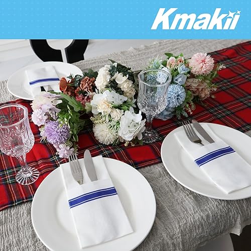 Miniatura 8 de KMAKII Paquete de 100 servilletas de papel con bolsillo integrado para cubiertos desechables para fiestas, bodas, eventos, tacto de lino, 16 x 16