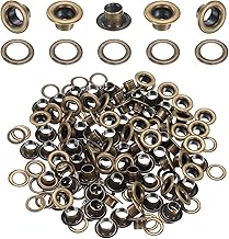 sourcing map Juego de 50 ojales de latón de 5 mm con arandelas para cortinas de tela, lonas, cinturón de cuero, zapatos, bolsas, bricolaje, color marrón