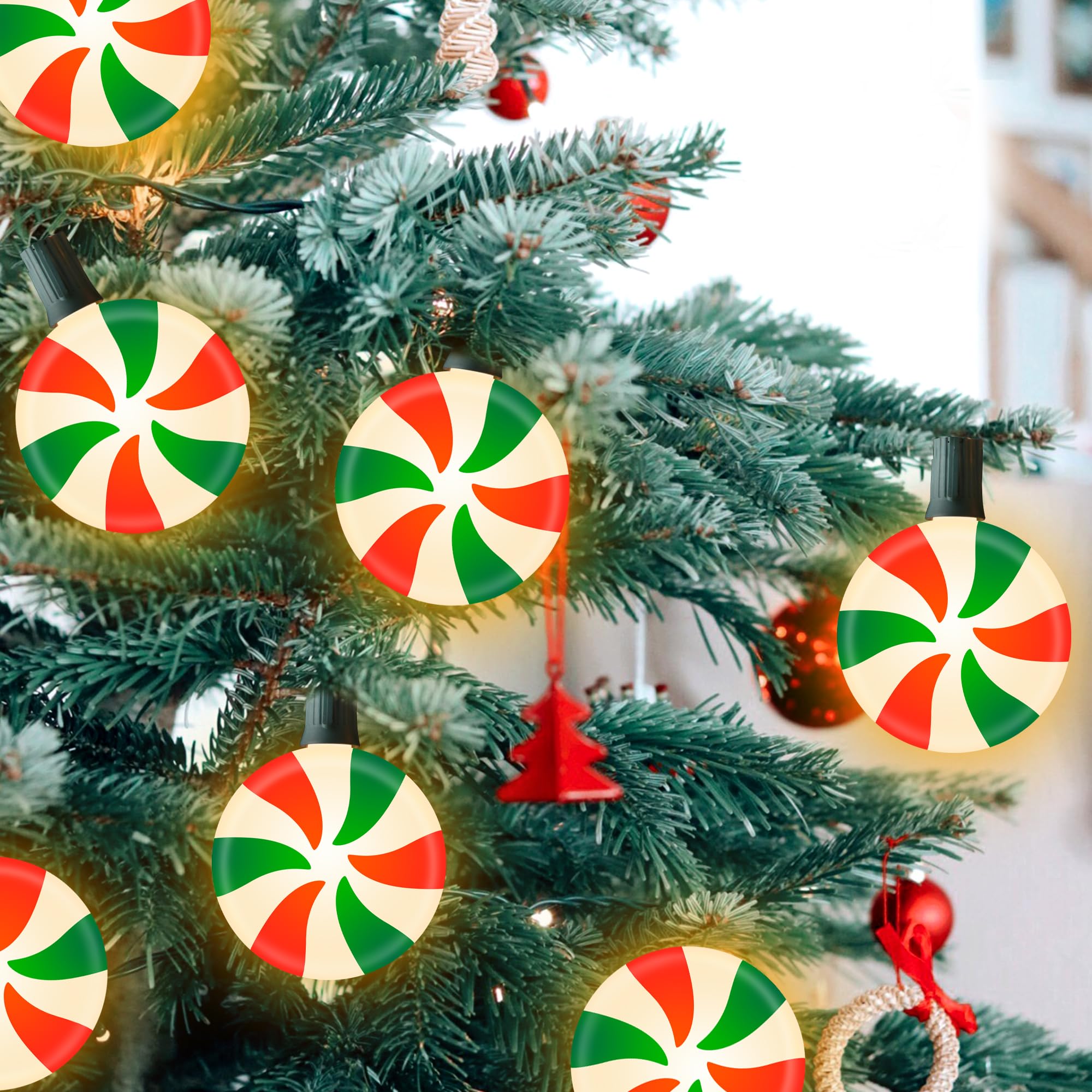 Luces de camino de piruleta de Navidad para jardín, decoración de Navidad, rojo y verde, 10 luces LED de menta con estacas para acera al aire libre, camino, techo, césped, jardín