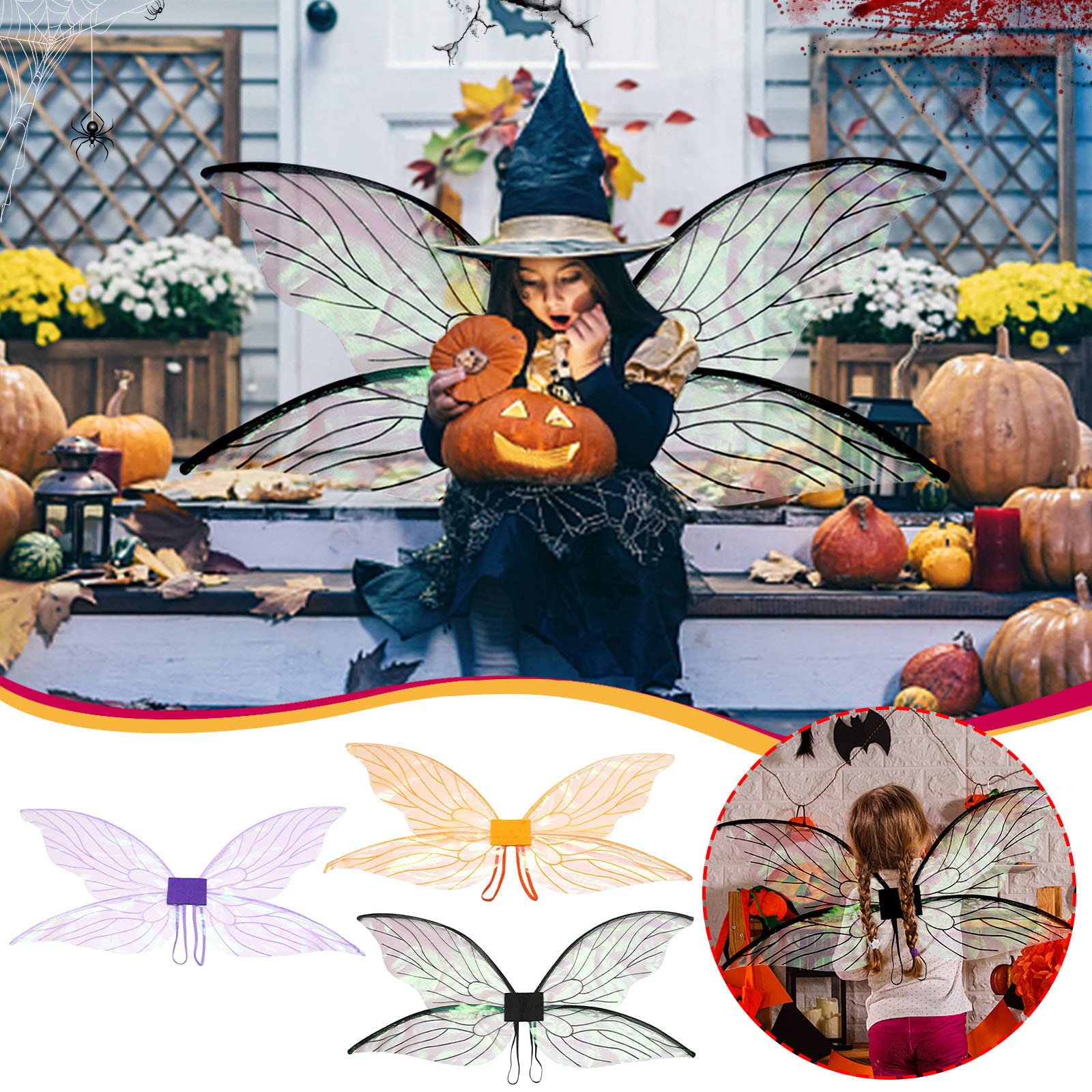 Skrzydła wróżki dla dorosłych, skrzydła motyla dla kobiet, przebranie na Halloween, kostiumy wróżki, damskie błyszczące skrzydła anioła