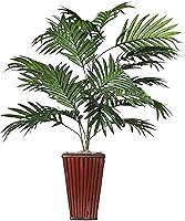 Vista 2 de Nearly Natural Planta de seda de palma areca con florero de bambú