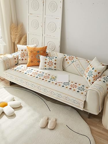 QWINEE Funda de sofá geométrica vintage, funda de cojín decorativa para niños, perros y gatos, multicolor A, 28 x 28 pulgadas