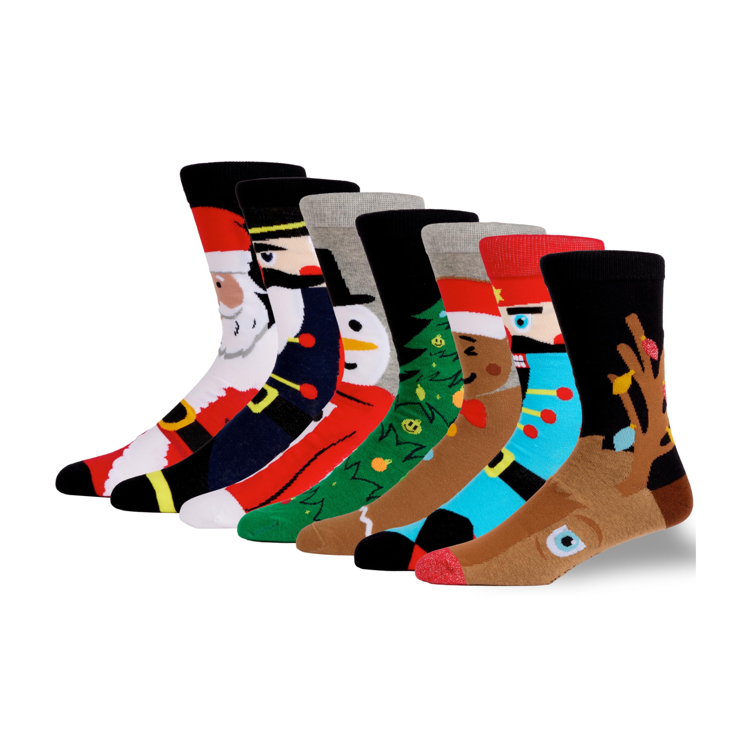 Mens Cotton Rich Christmas Socks (7 Pair Multipack) – Soft Colourful Novelty Christmas Socks for Men. Perfect For Xmas Eve Box Fillers, Stocking Fillers for Men, Christmas Gifts for Him 7 – 11