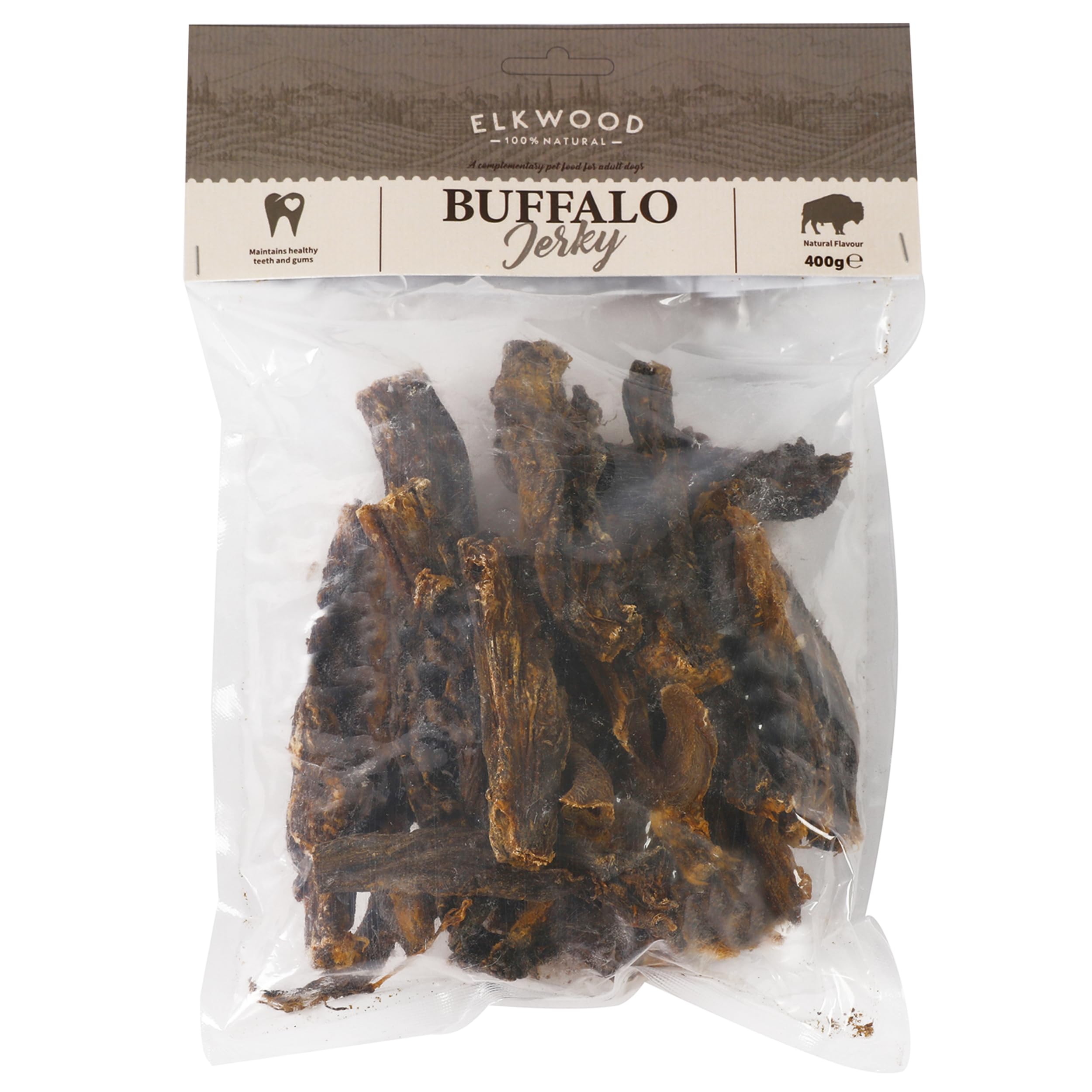 Elkwood Meat Jerky Chew Treats (400g) | 100% Natural & Grain-Free Long-Lasting Tasty Snacks | High in Protein, Iron & Vitamin B - Supports Strong Teeth, Muscles, Brain, Heart Health