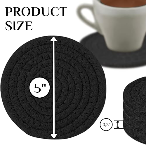 Miniatura 2 de Juego de 4 posavasos tejidos de algodón, posavasos marrones para protección de mantel, bonitos posavasos para bebidas, decoración del hogar,