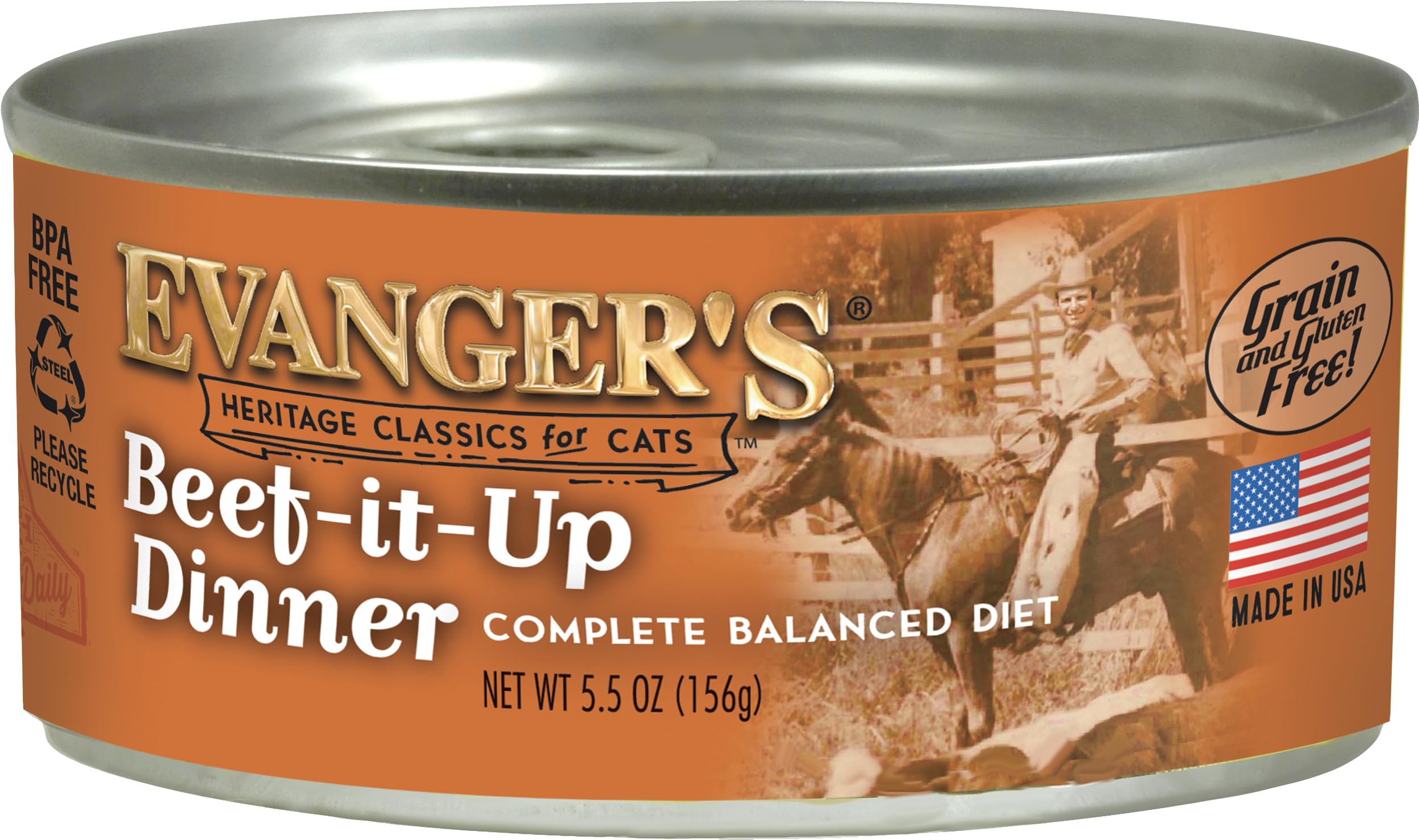 Evanger's Heritage Classics Beef It Up Dinner for Cats – 24 Count, 5.5 oz Each – Market Fresh Beef, Grain Free, Limited Ingredients, Traditional Loaf