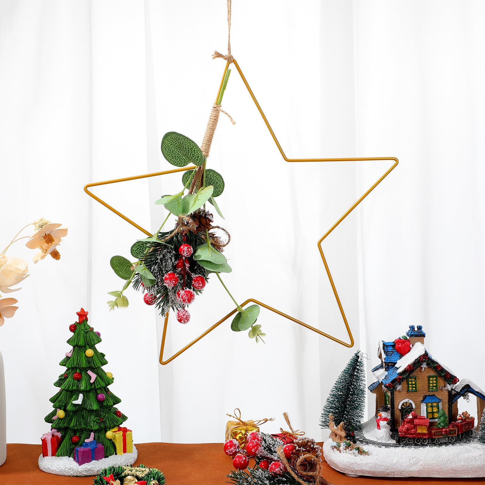 Adorno de Figura Dorada de Hierro para Pared, Marco DIY para Manualidades Navideñas, Resistente al Óxido y Seguro, Adecuado para Decoración de Navidad y Bodas