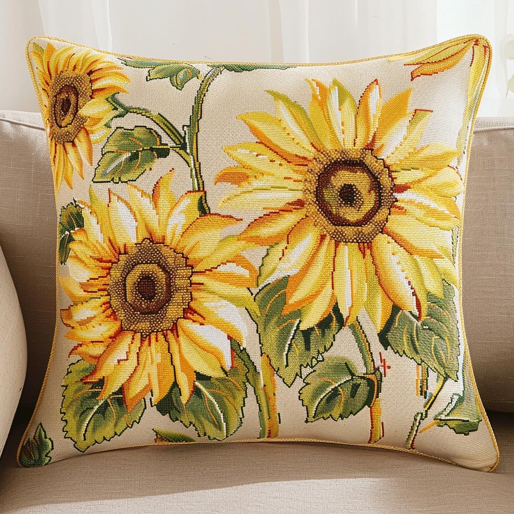 Stamped Cross Stitch Pillow Kits, Cartoon Phoenix 11CT Cross Stitch Cushion Cover Embroidery Kit Pillow Cases Counted Needlepoint Handmade Cushion Cover for Home Decor 18x18inch