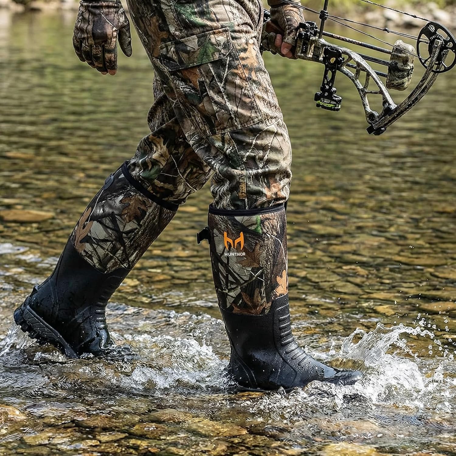 Snake Boots for Men Waterproof, 6mm Neoprene Insulated Rubber Hunting Boots for Farm Work, Fishing and Wet Terrain