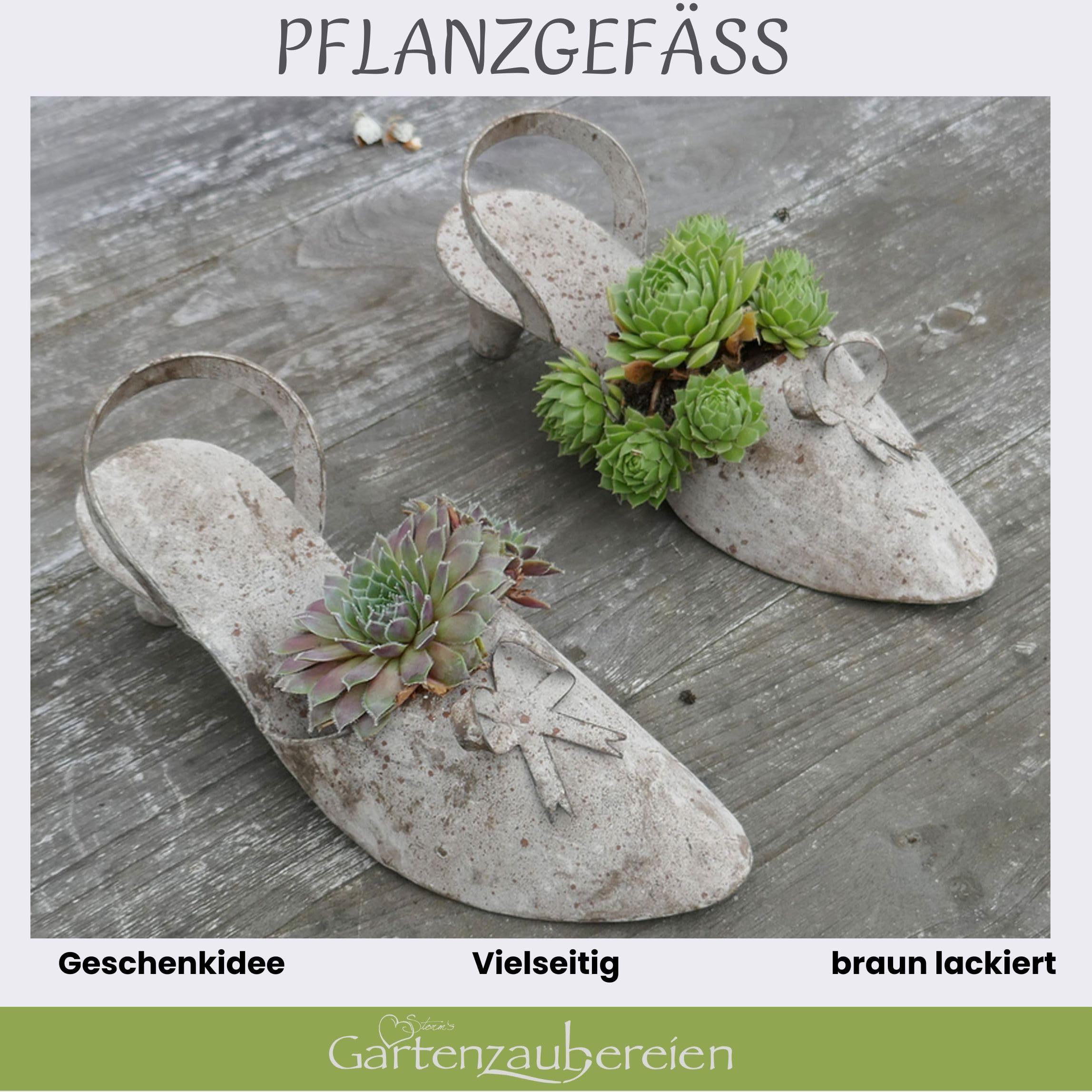 Storm's Gartenzaubereien Deko Schuh grau 2 Modelle zum Bepflanzen für Sukkulenten Gartendeko Pflanzschuh Pumps für draussen
