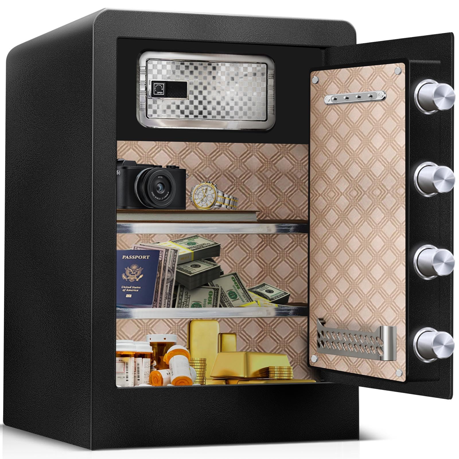 Key Lock Safe, High Security Security Steel Box Home Office Money Safe with Key Lock Key Lock Safe, High Security Security Steel Box Home Office Money Safe with Key Lock
