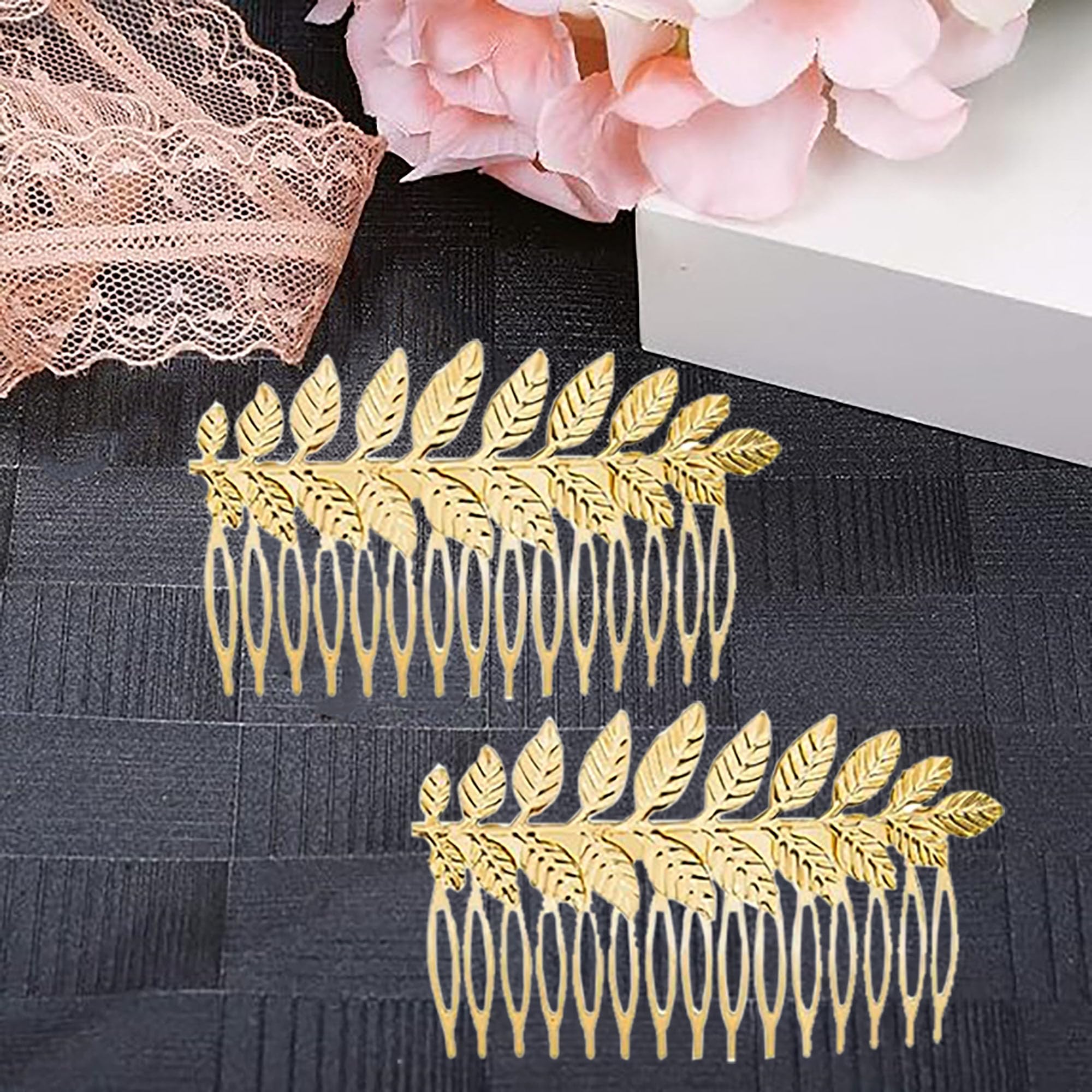 6 Pieces Greek Goddess Accessories Costume Set for Women – Gold Leaf Bridal Crown, 2 Side Combs, Necklace, Earrings, Arm Cuff& Bracelet – Toga Party, Wedding, Cosplay