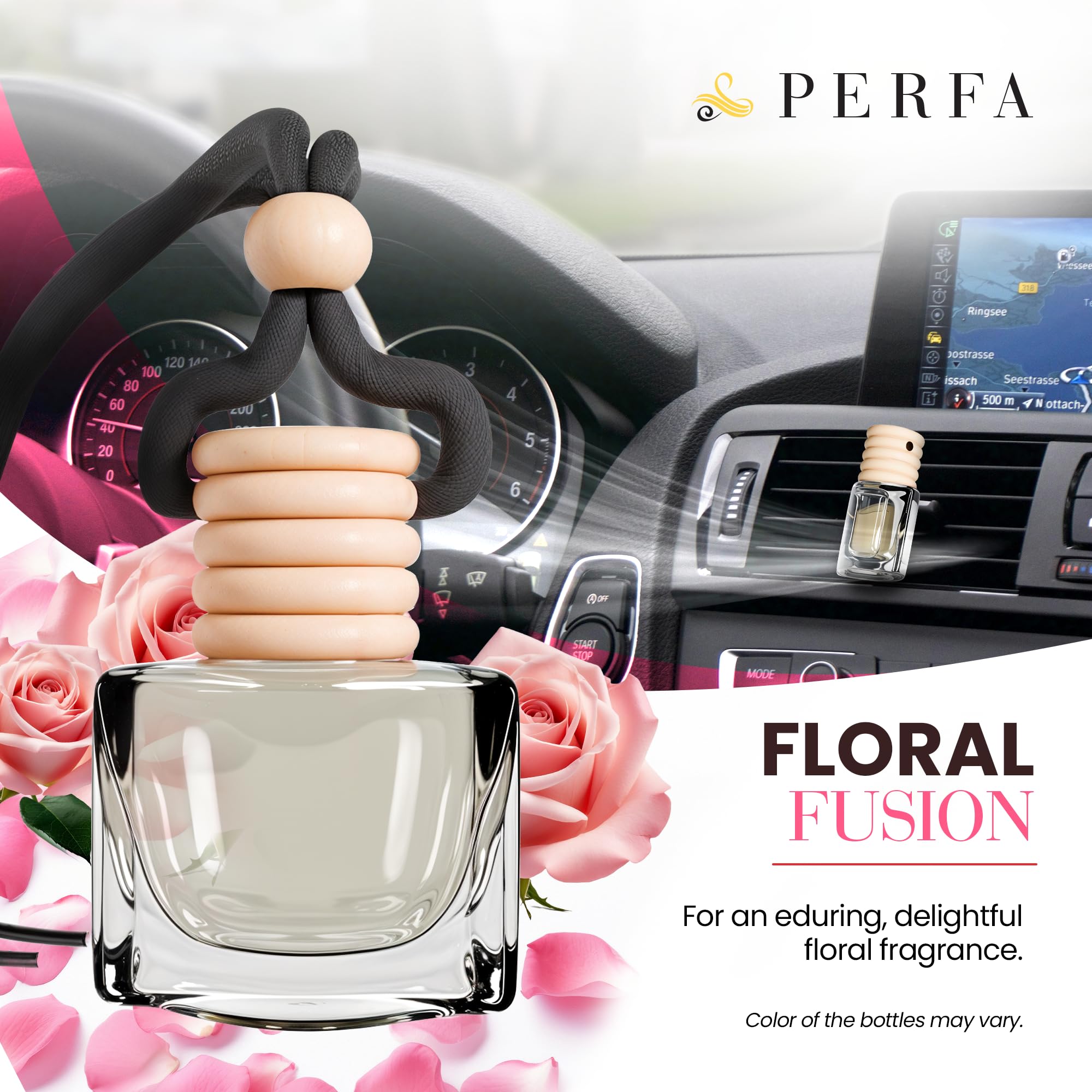 Ambientadores de coche para mujer, fragancia floral de fusión, paquete de 2 ambientadores de coche de larga duración, difusor de olores con aceites esenciales, ambientadores de coche con clip de