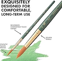 Vista 6 de Princeton Artist Brush Co. Lauren Series 4350 - Mango corto lavado tamaño 3/4 - Pincel sintético dorado individual para acuarela y pintura acrílica