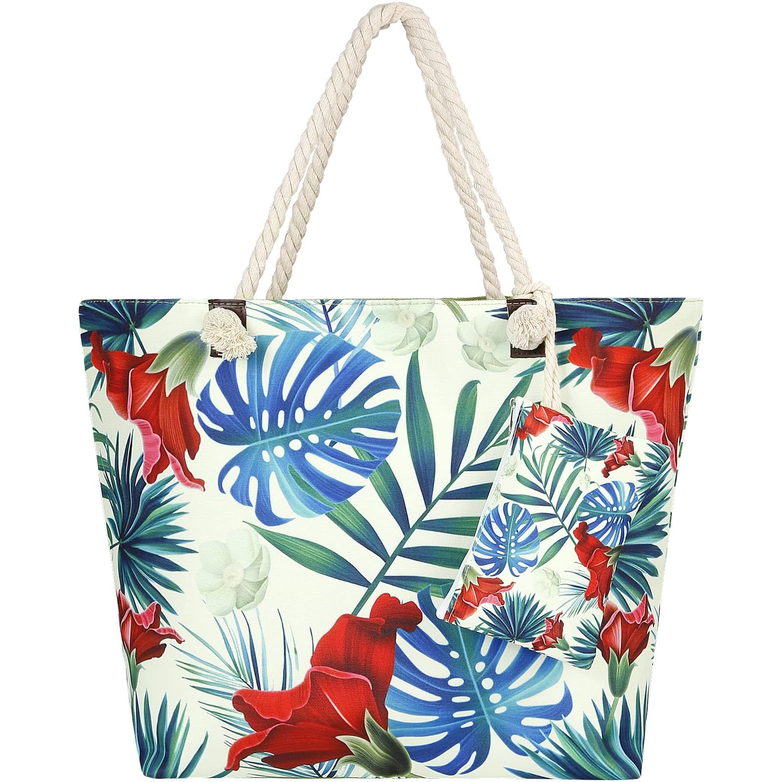XiYee Bolso de Playa Grande para Mujer, Bolso de Mano Compras Bolsa con Cremallera, Totalizador de Lona de Verano, Bolsas de Hombro para Playa, Viajes, Gimnasio, Uso Diario