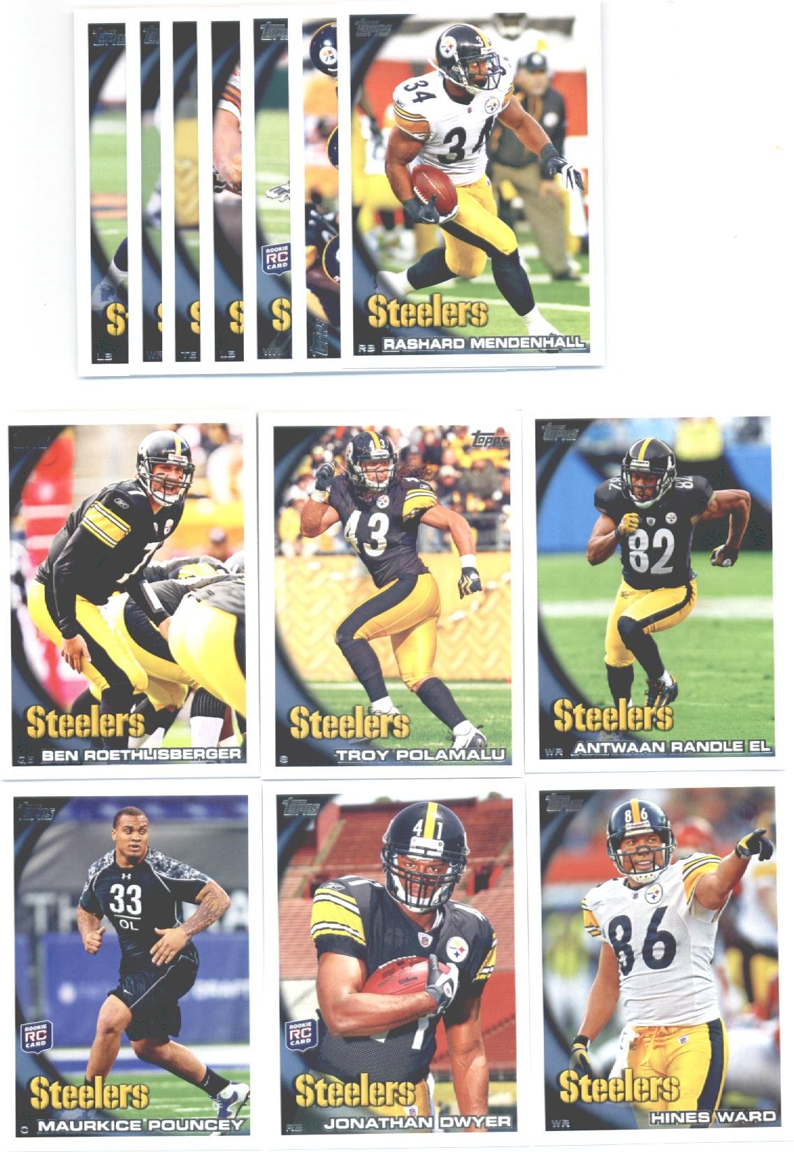 Amazon.com: 2010 Topps Pittsburgh Steelers Complete Team Set of 13 cards  including Ben Roethlisberger, Troy Polamalu, Antwaan Randle El, rookies of  Emmanuel Sanders, Jonathan Dwyer, Maurkice Pouncey, and more : Collectibles  &