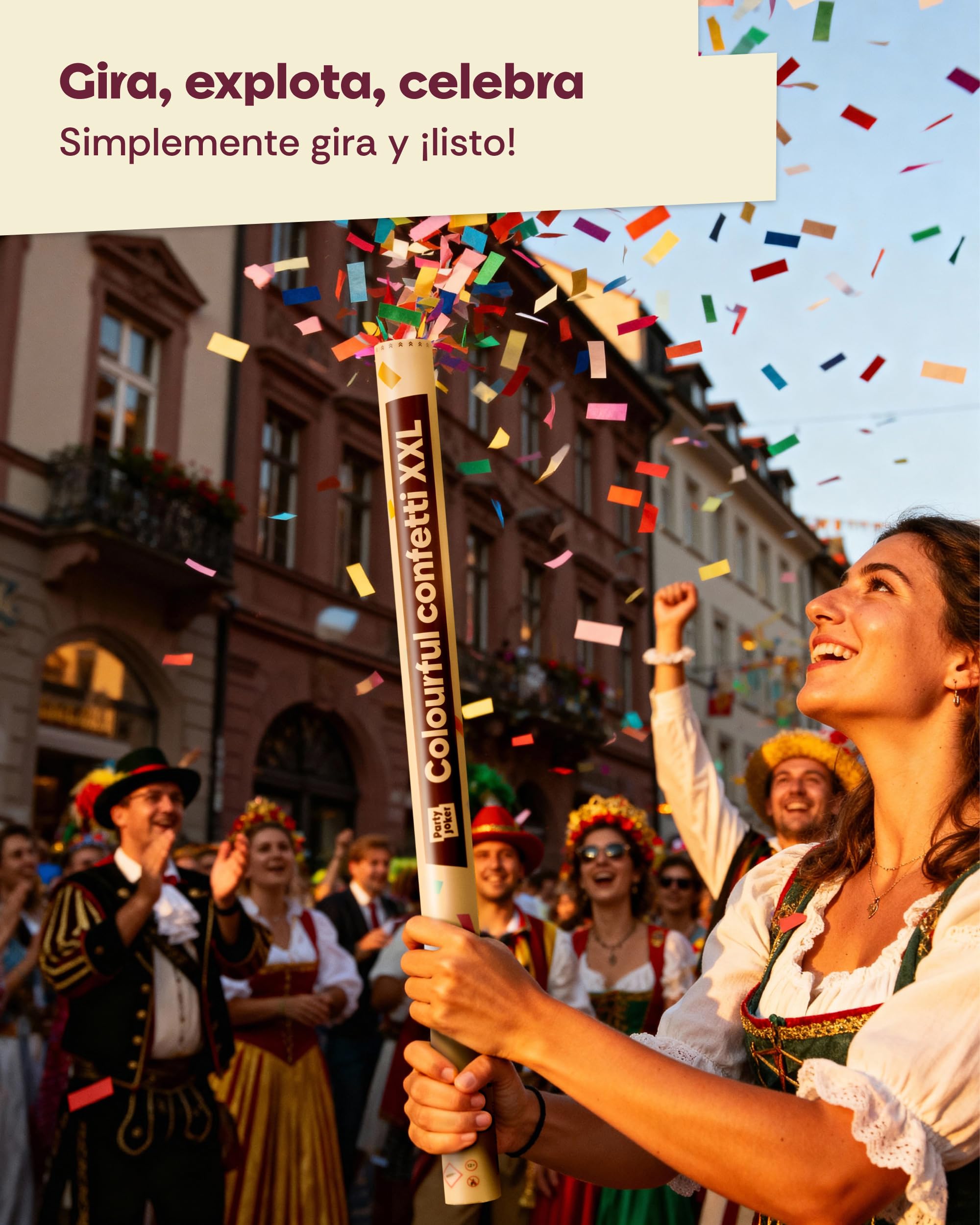 5 Cañones de Confeti Boda 80 cm Colores – Confeti Carnaval XXL