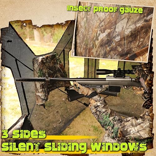 Miniatura 3 de Lenotos Hunting Blind, 2-3 Person Pop Up Blinds 360 Degree See Through, Portable Durable Hunting Ground Blinds for Deer & Turkey Hunting