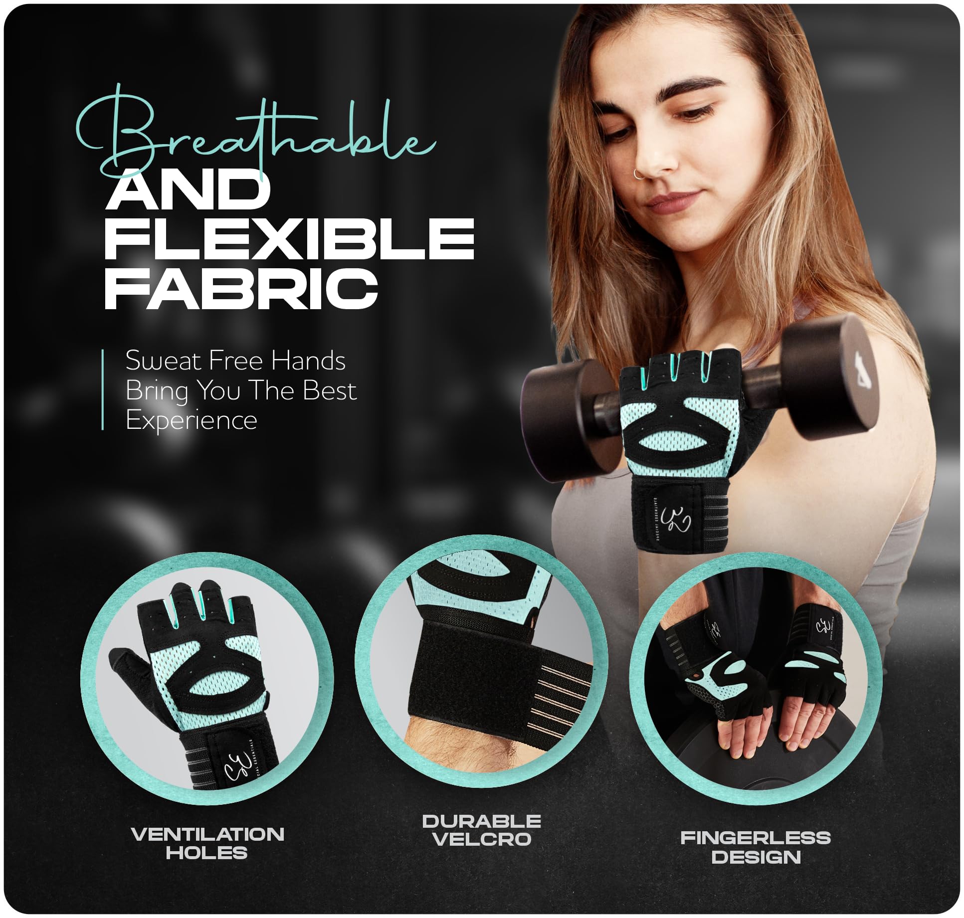 Special Essentials Gewichtheben Gym Handschuhe für Männer und Frauen - Fingerlose Trainingshandschuhe mit Anti-Rutsch-Polsterung und Handgelenkschlaufe - Perfekt für Übung, Radfahren & Training