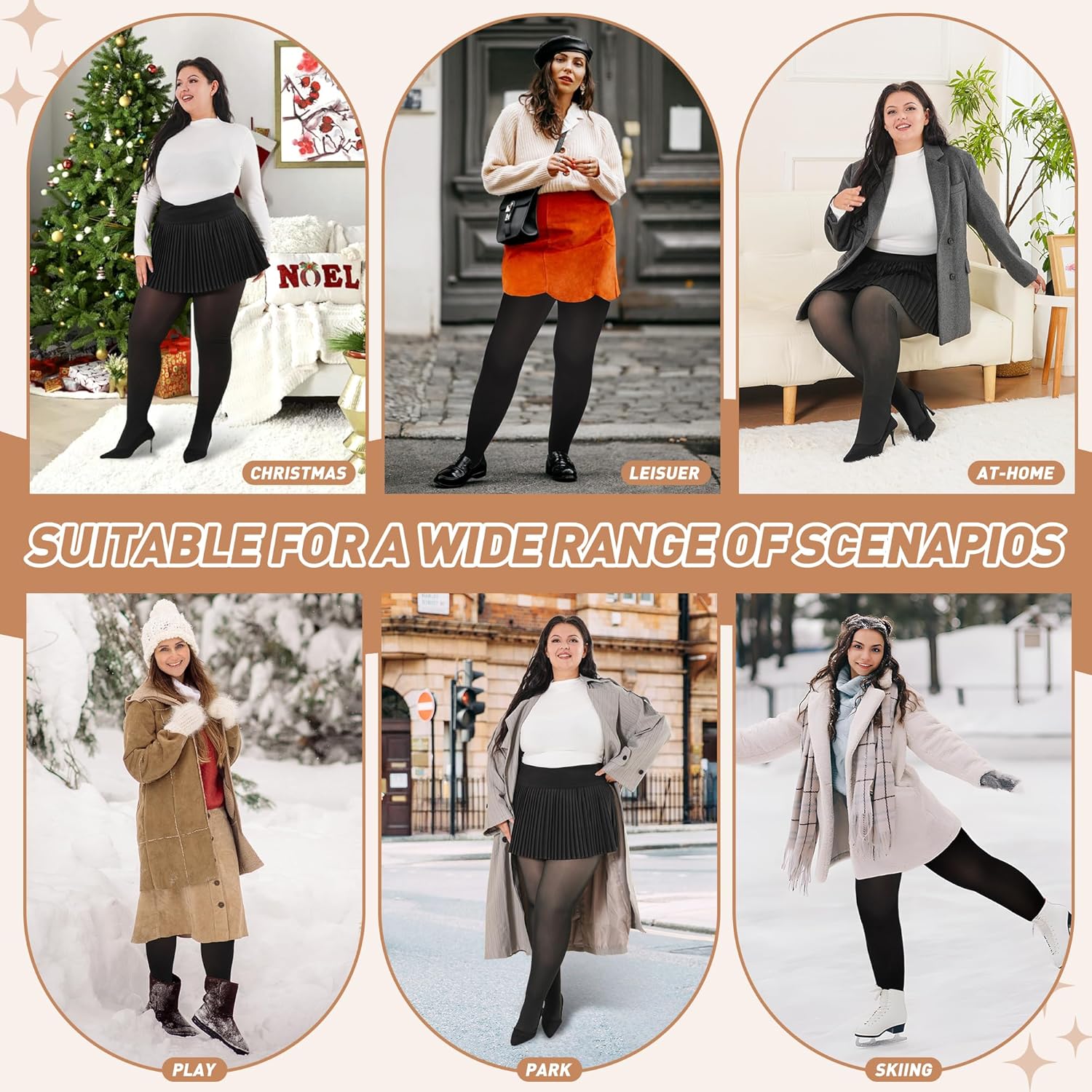 MARTIZA Plus Size Fleece Lined Tights Women, Fake Translucent Thermal Winter Leggings, Warm Thick Pantyhose for Cold Winter. - Image 7