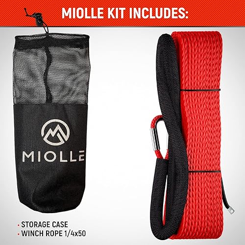 Vista 5 de Cuerda de cabrestante sintética de 1/4'x50 MBS-8200lbs (probada en laboratorios) tratada térmicamente preestirada con funda negra para ATV UTV