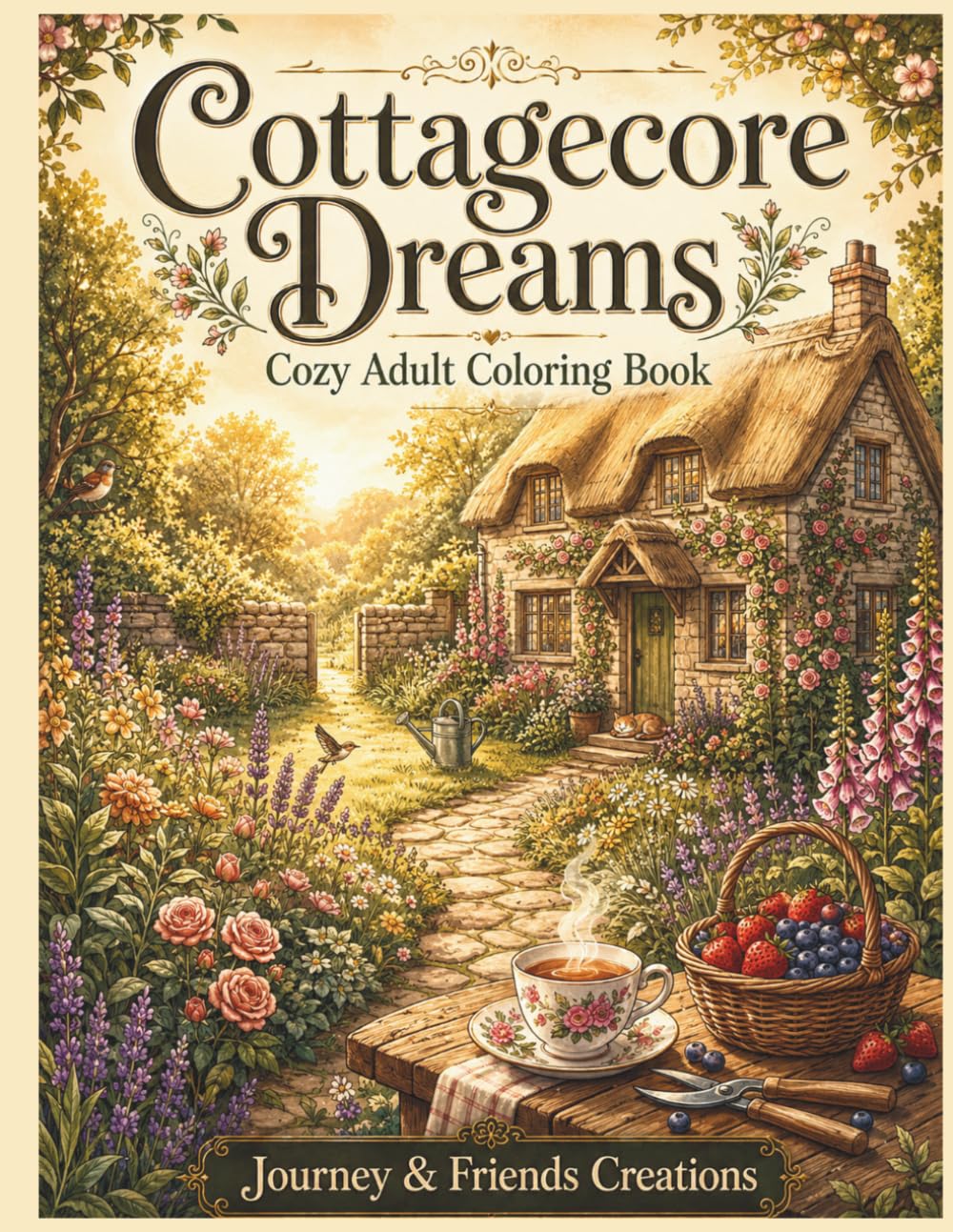 Cottagecore Dreams Cozy Adult Coloring Book: Advanced Intricately Detailed Relaxing Coloring Art Book