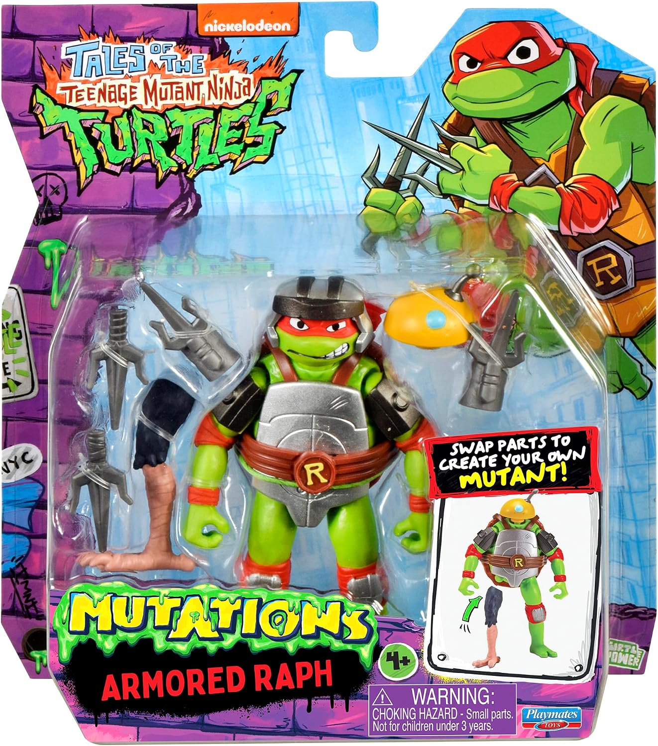 TEENAGE MUTANT NINJA Tales of Turtles: Mutations Mix and Match 4.5-Inch Armored Raph Action Figure by Playmates Toys
