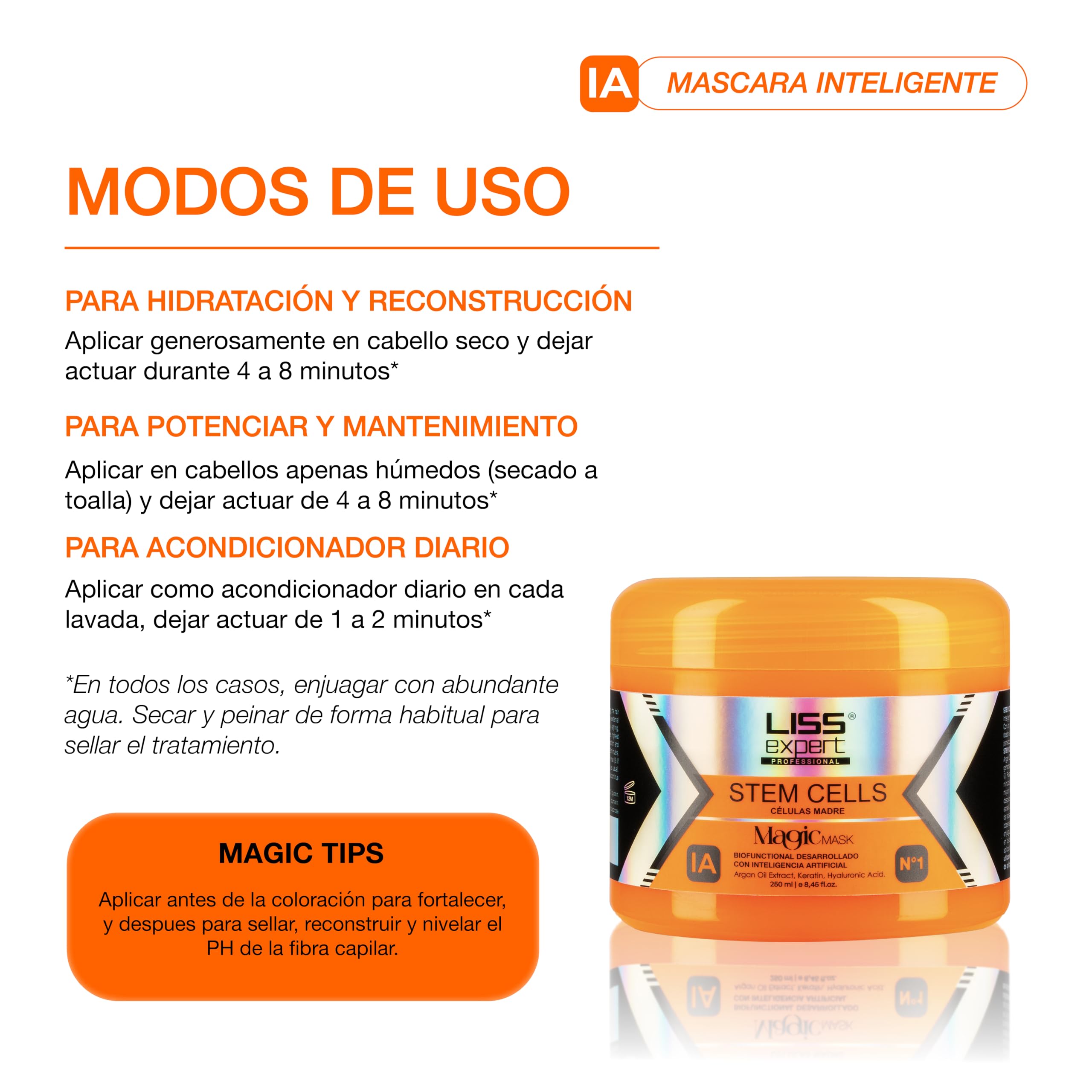 Liss Expert Kit Alisado Células Madre IA - Incluye Shampoo, Mascarilla Magic Mask y Aceite Divine Oil - Tratamiento Capilar Anti-Frizz y Restauración Profunda