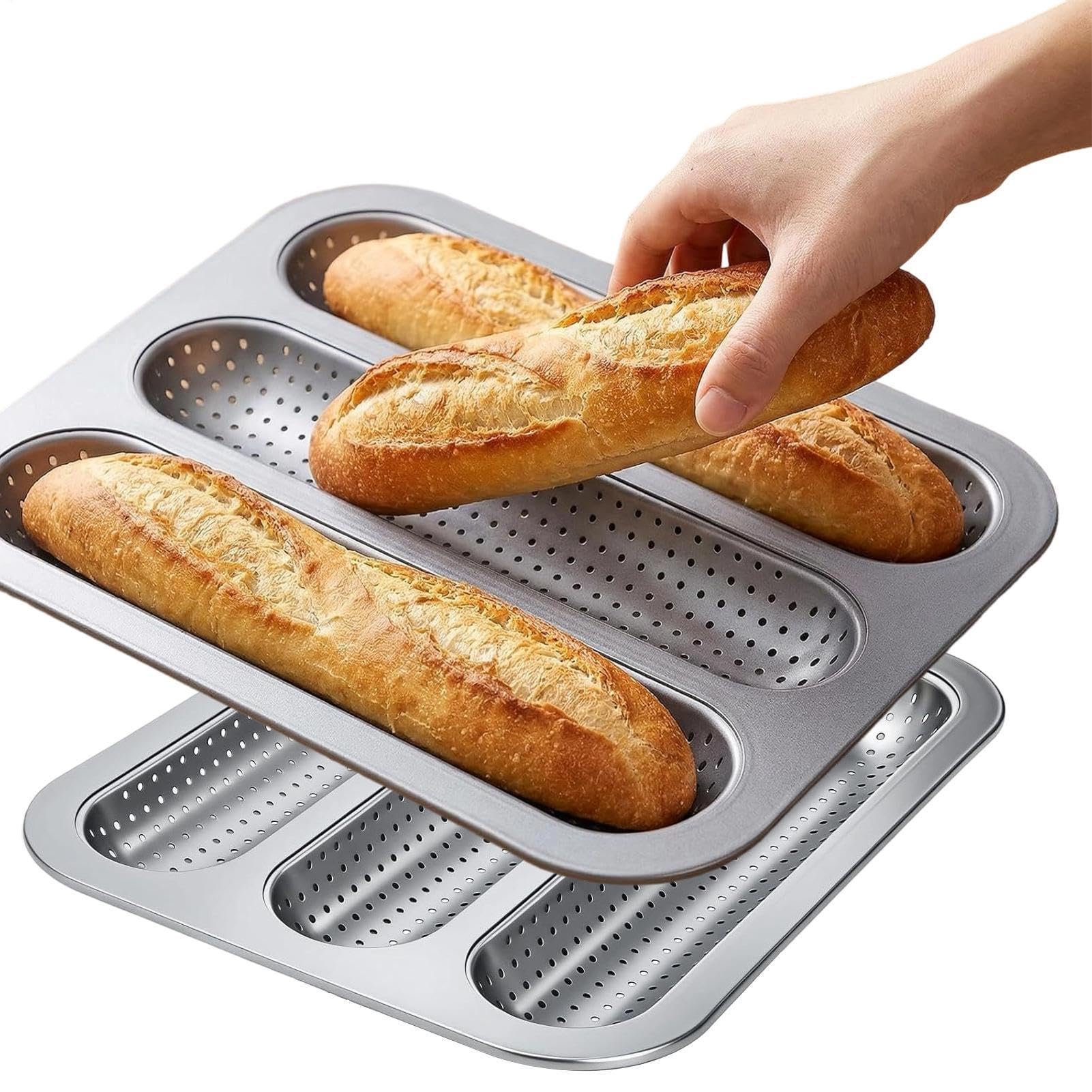 Bandeja De Horno Para Baguettes Bandeja Para Horno Perforada Antiadherente | 2 Piezas Molde Para Baguette Francesa Preparar Comidas Y Cocina Diaria Tanto En Exterior Como En Hogar