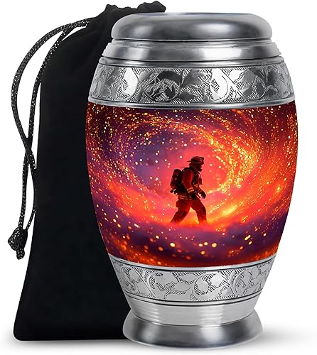 Fire Fighter Large Decorative Urn for Ashes for Women - Funeral Cremation Urns f