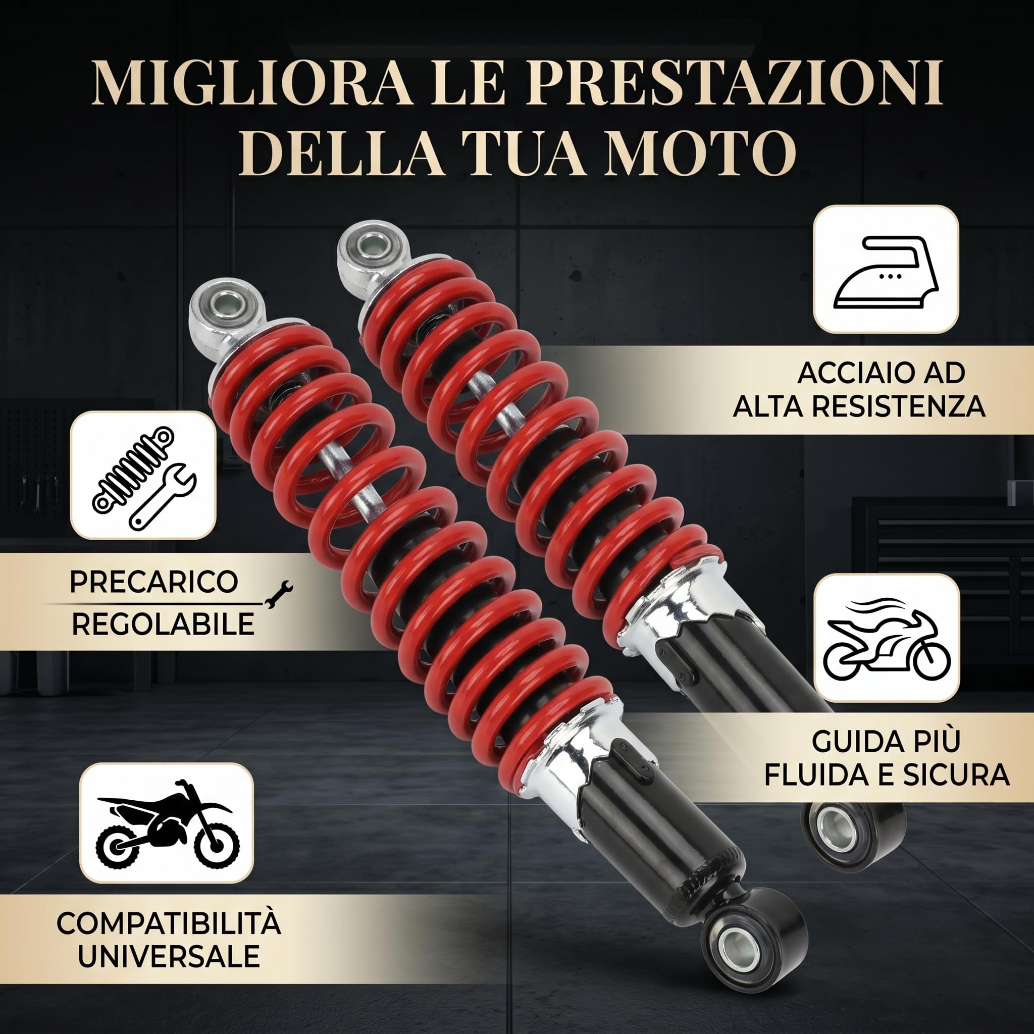 Ammortizzatore universale regolabile molla ammortizzatore ammortizzatore ammortizzatore molla ammortizzatore per 50 125 Dirt Pit Bike, ATV, Go Kart
