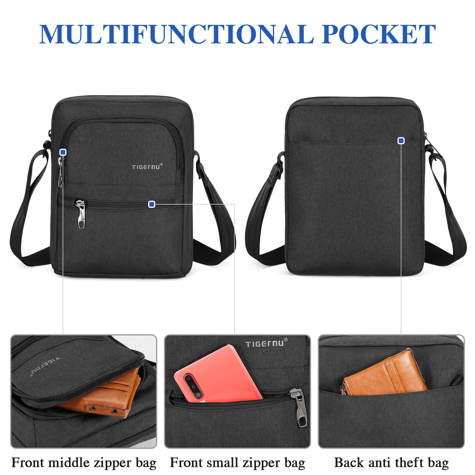 Borsa a Tracolla Uomo Casuale, Oxford Borsello Uomo Ipad Borsa per Sportivo e Attività Commerciale