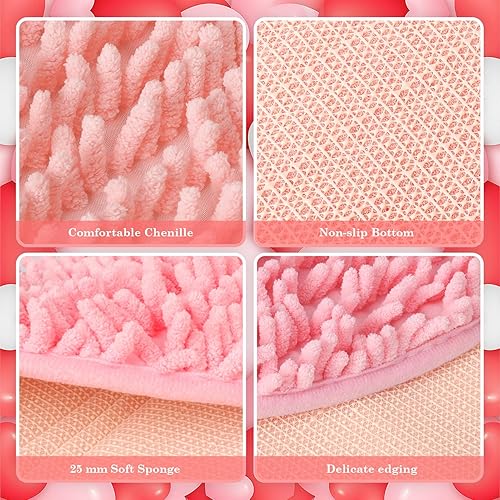Miniatura 4 de 3 alfombras con forma de corazón para el día de San Valentín, tapete decorativo para ducha, antideslizante, lavable, tapete para puerta de baño,