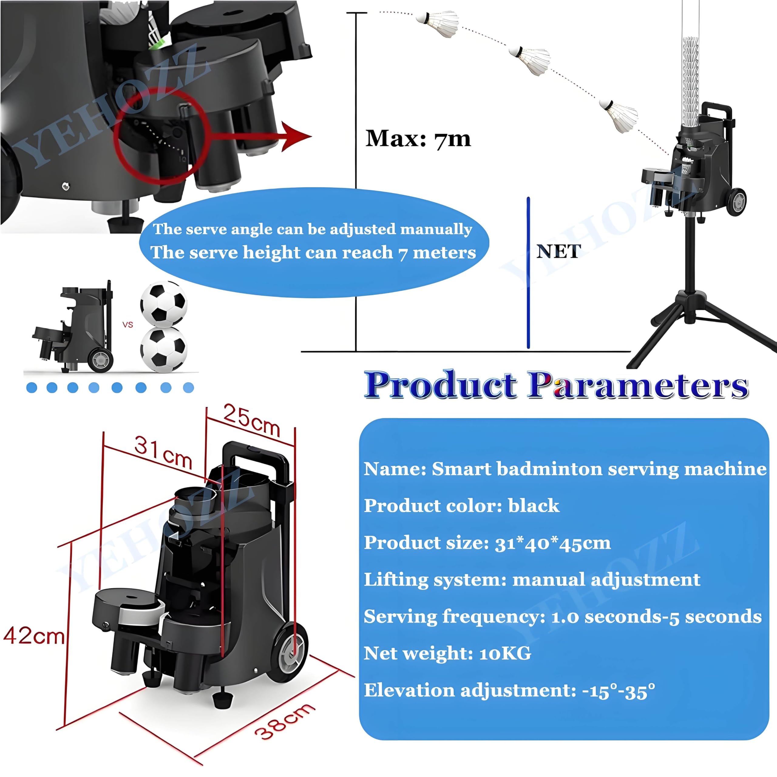 Máquina portátil de bádminton para servir, lanzador automático para entrenamiento, práctica y juego en interiores y exteriores