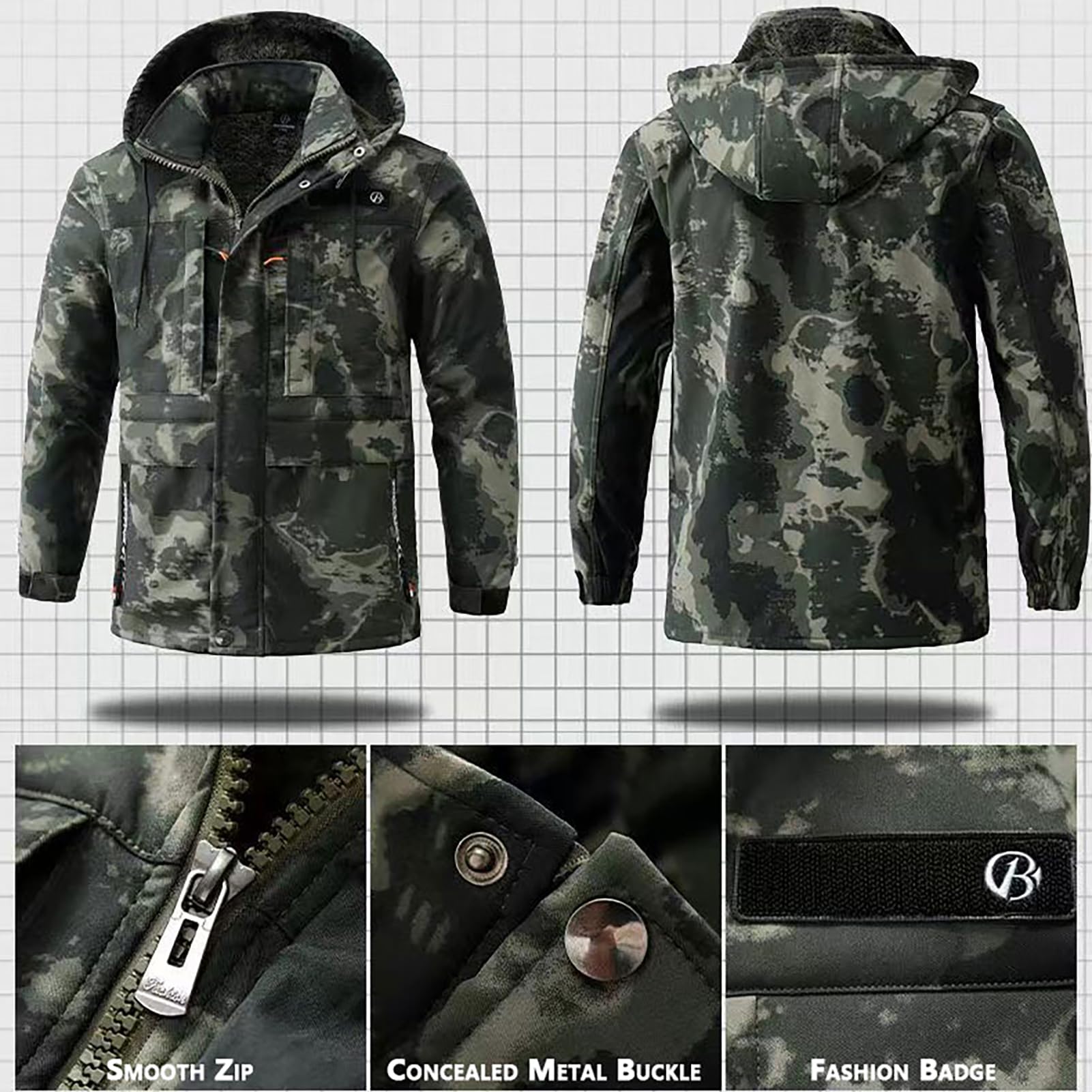 Traje De Esquí De 2 Piezas, Conjunto De Chaqueta Esquí Camuflaje Y Pantalones para Nieve, Ropa Militar, Traje Combate, Chaqueta Softshell para Hombre, para Esquiar, Pescar