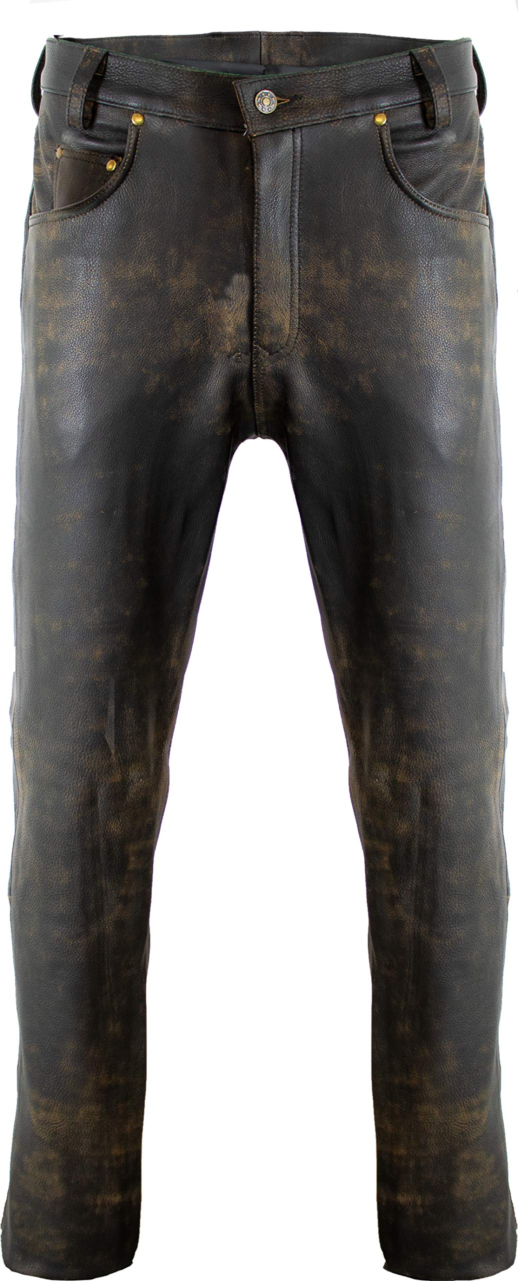 MDM Lederhose in antik braun Lederjeans Bikerjeans Motorrad Used Look