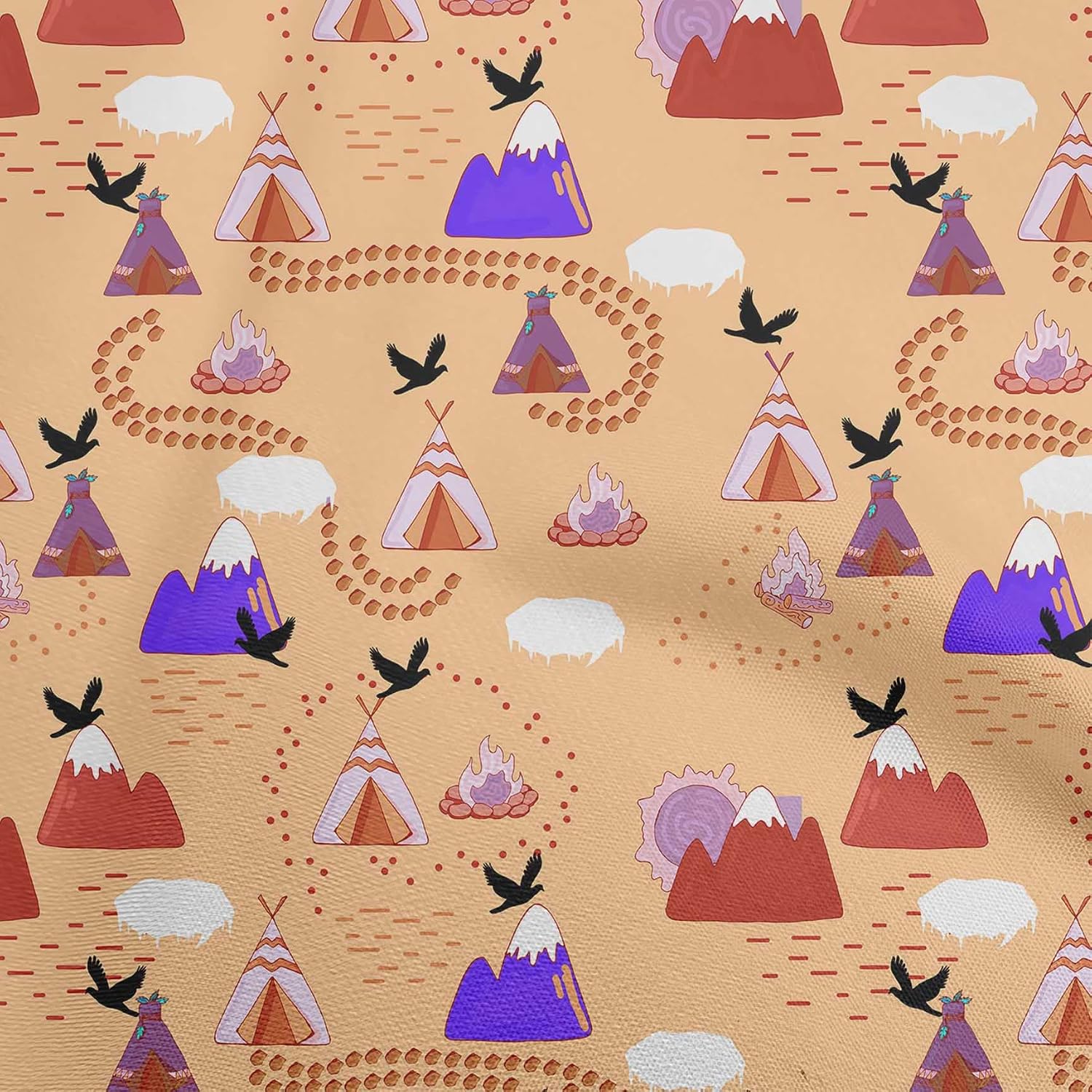 oneOone Cotton Flex Light Peach Fabric Kids Campfire Craft Projects Decor Fabric Printed by The Yard 40 Inch Wide