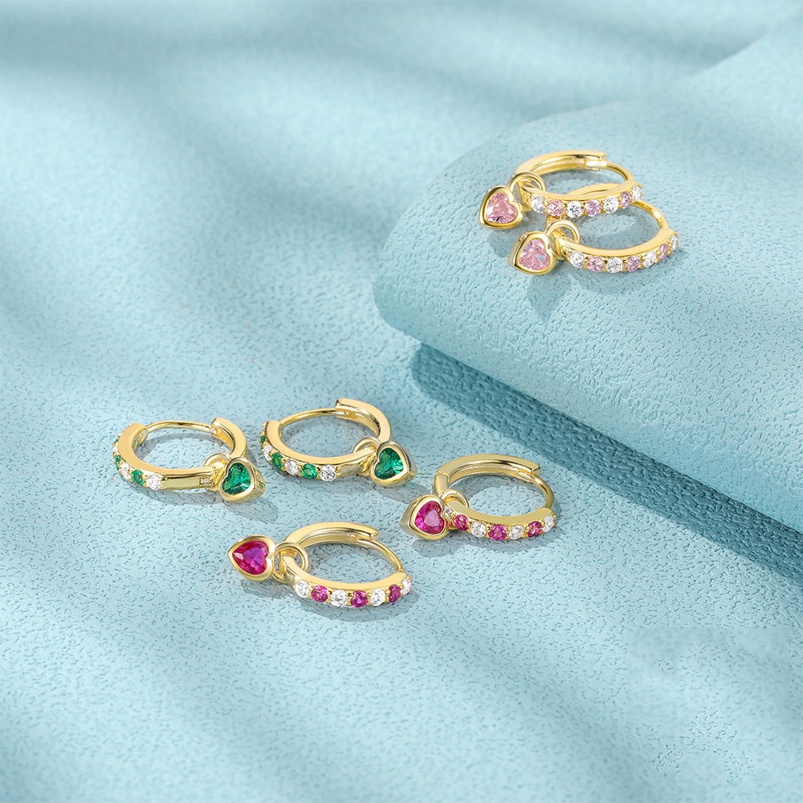 Orecchini Argento 925 Donna Zircone Intarsiato Oro Orecchini Cerchio Piccoli