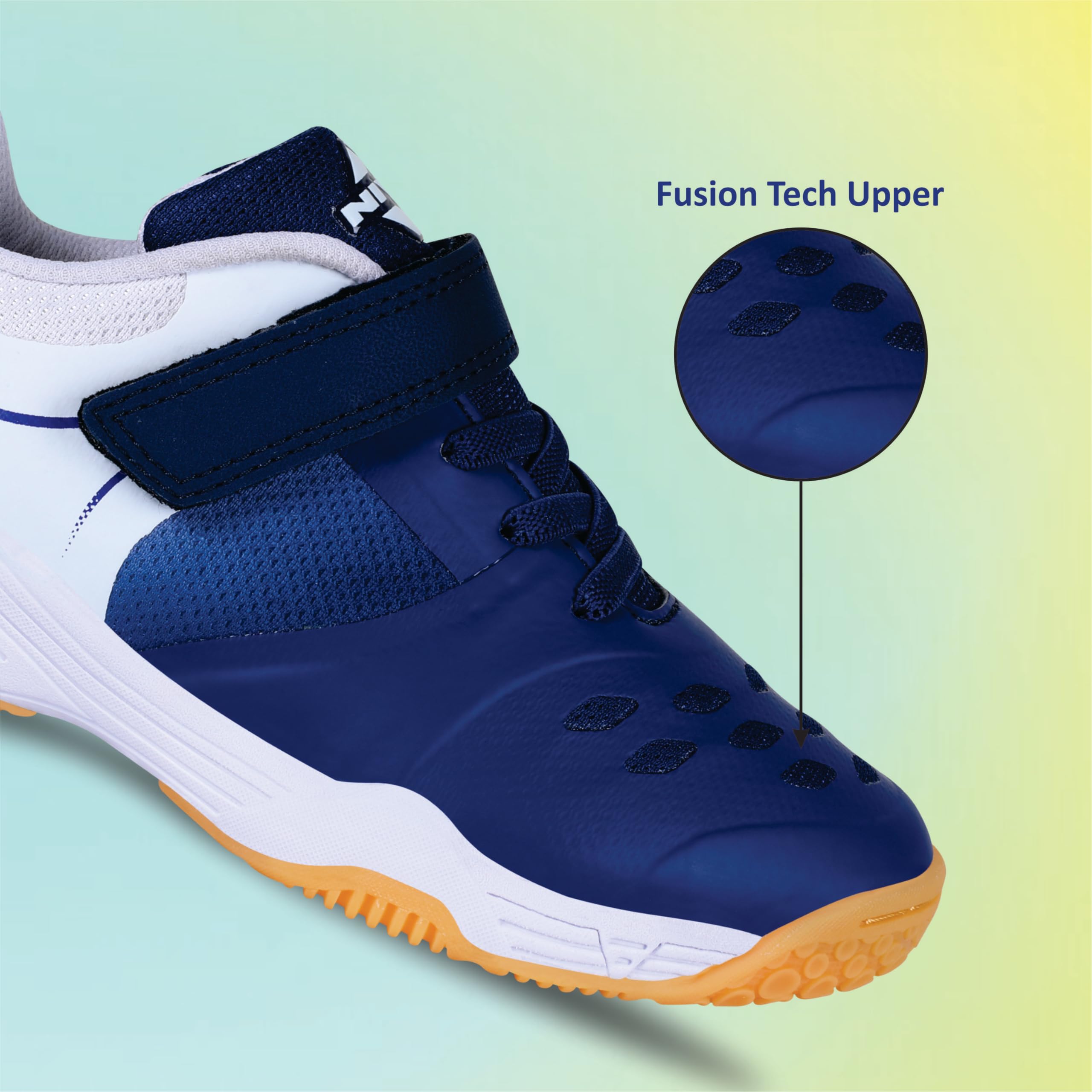 Nivia HY‑Court 3.0 Badminton Shoes for Kids, Breathable Mesh & TPU Upper, Duo‑Foam Midsole, Non‑Marking Multi‑Directional Rubber Sole, Ideal for Junior Court Sports (Blue/White), UK10 1